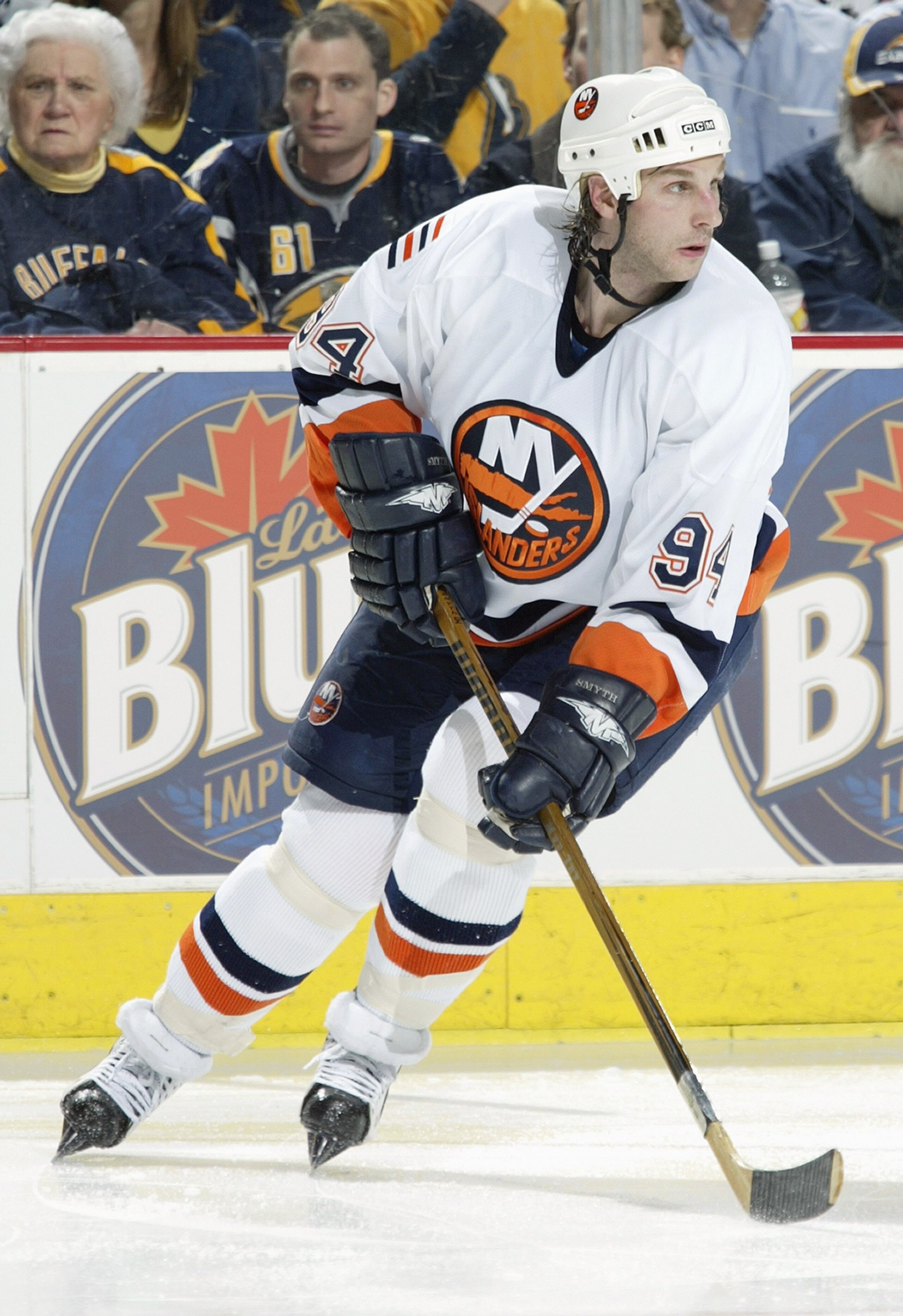 BUFFALO, NY - APRIL 12:  Ryan Smyth #94 of the New York Islanders skates against the Buffalo Sabres during Game 1 of their NHL Eastern Conference Quarterfinal game on Aril 12, 2007 at HSBC Arena in Buffalo, New York. The Sabres defeated the Islanders 4-1.