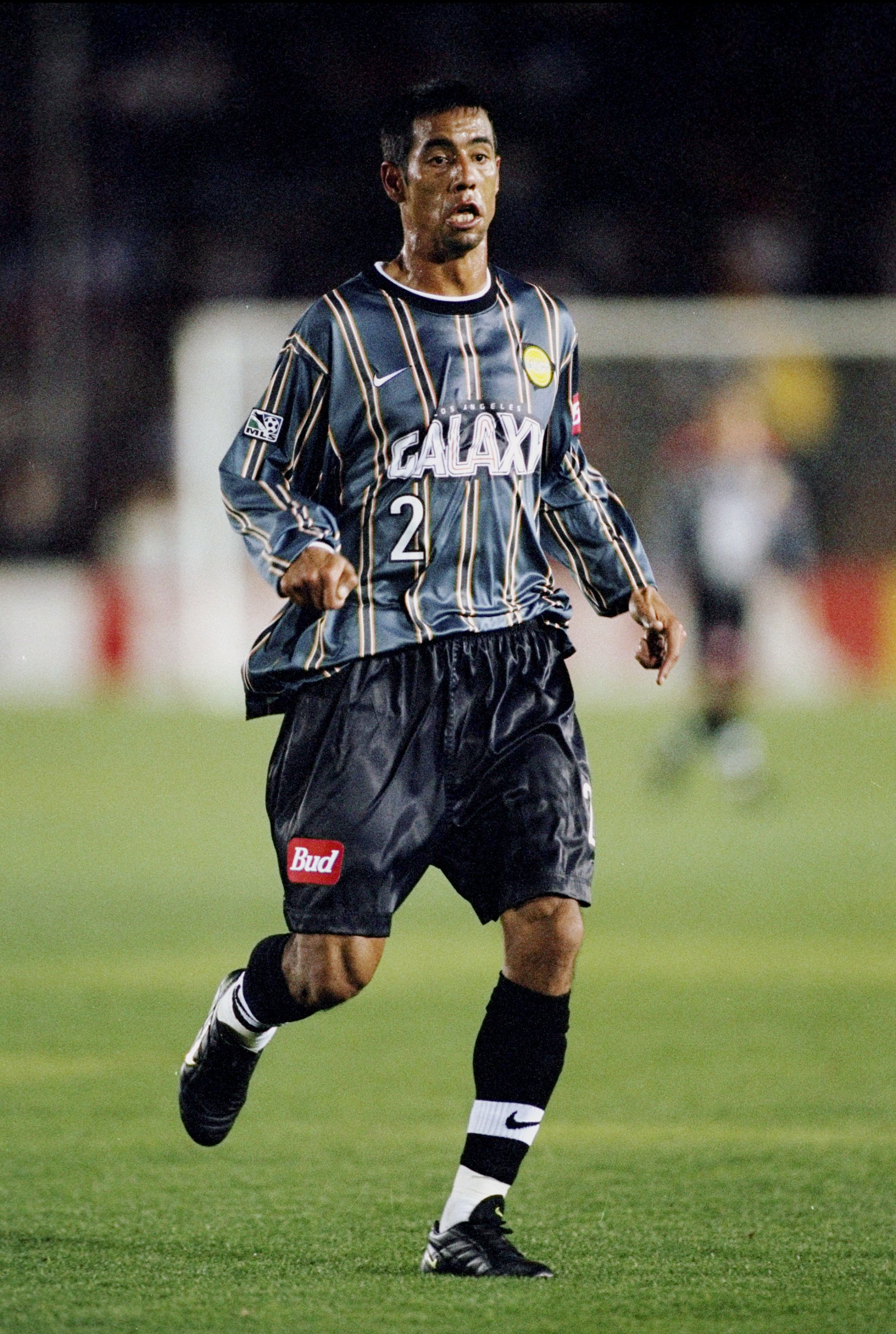 20 Mar 1999:  Danny Pena #2 of the Los Angeles Galaxy runs down the field during the game against the Colorado Rapids at the Rose Bowl in Pasadena, California. The Galaxy defeated the Rapids 2-1. Mandatory Credit: Aubrey Washington  /Allsport