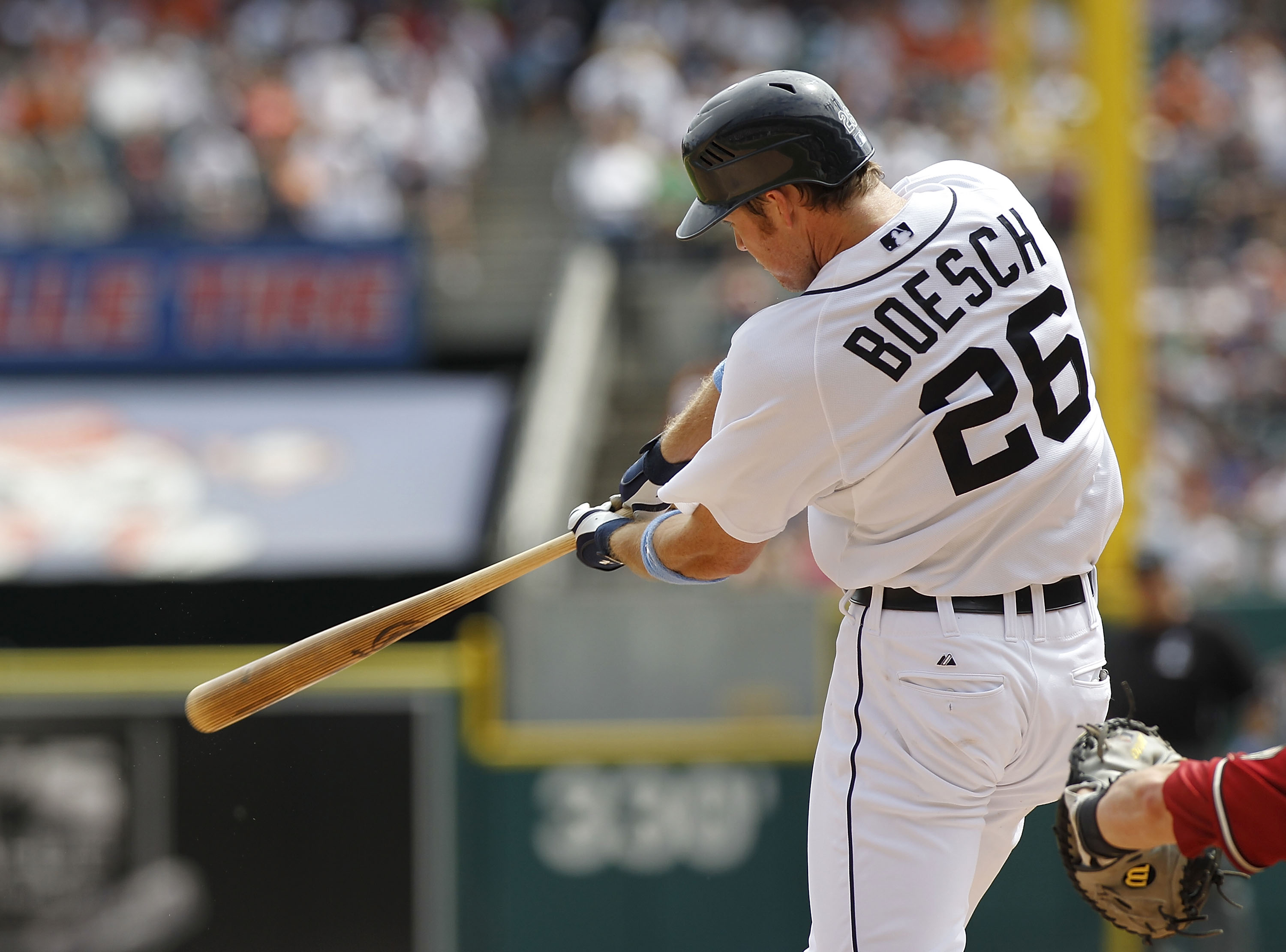 DETROIT - JUNE 20:  Brennan Boesch #26 of the Detroit Tigers bats in the eighth inning during the game against the Arizona Diamondbacks on June 20, 2010 at Comerica Park in Detroit, Michigan. The Tigers defeated the Diamondbacks 3-1. (Photo by Leon Halip/
