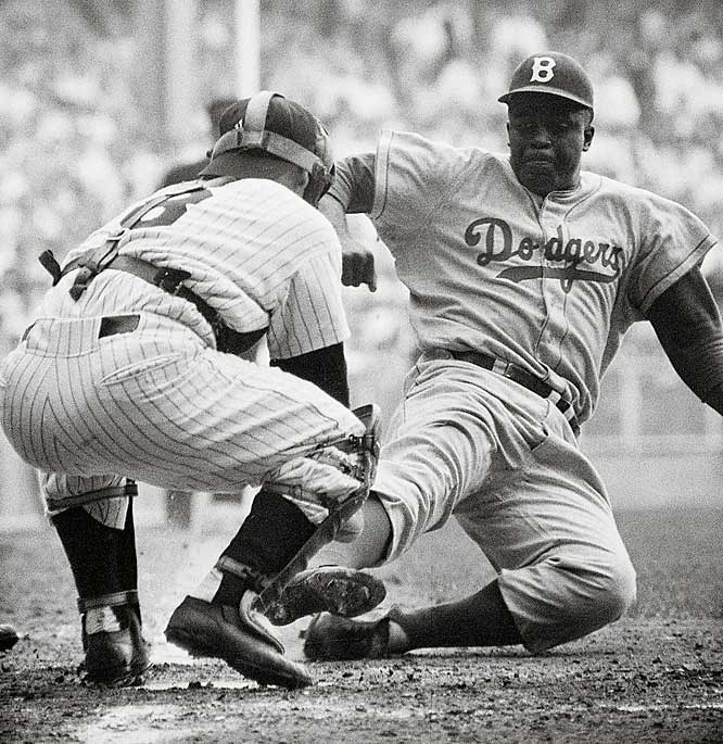 GREAT ACTION 5X6 JACKIE ROBINSON HOMERS PEE WEE REESE DON NEWCOMBE DODGERS 