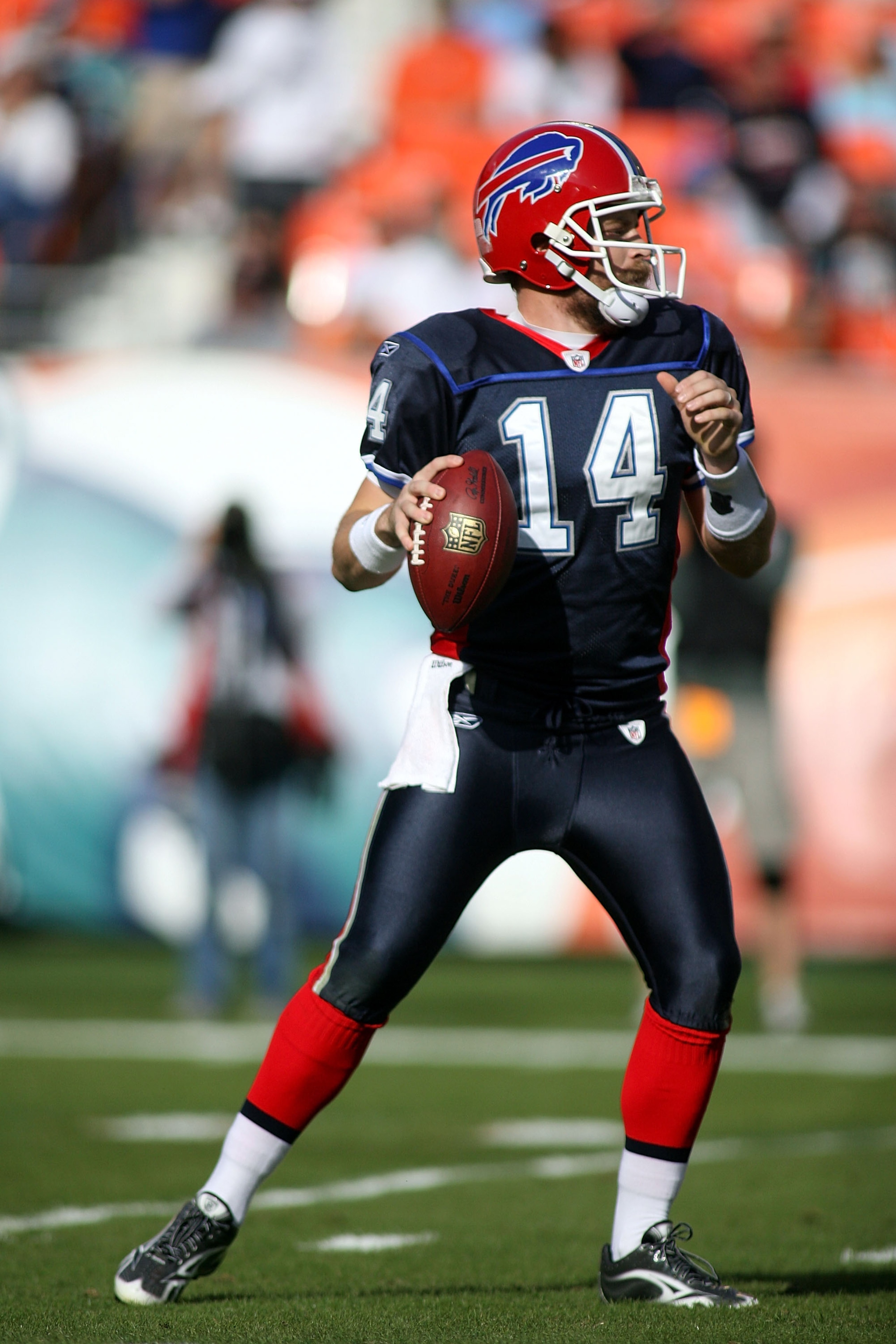 MIAMI - DECEMBER 19:  Quarterback Ryan Fitzpatrick #14 of the Buffalo Bills throws against the Miami Dolphins at Sun Life Stadium on December 19, 2010 in Miami, Florida.The Bills defeated the Dolphins 17-14.  (Photo by Marc Serota/Getty Images)
