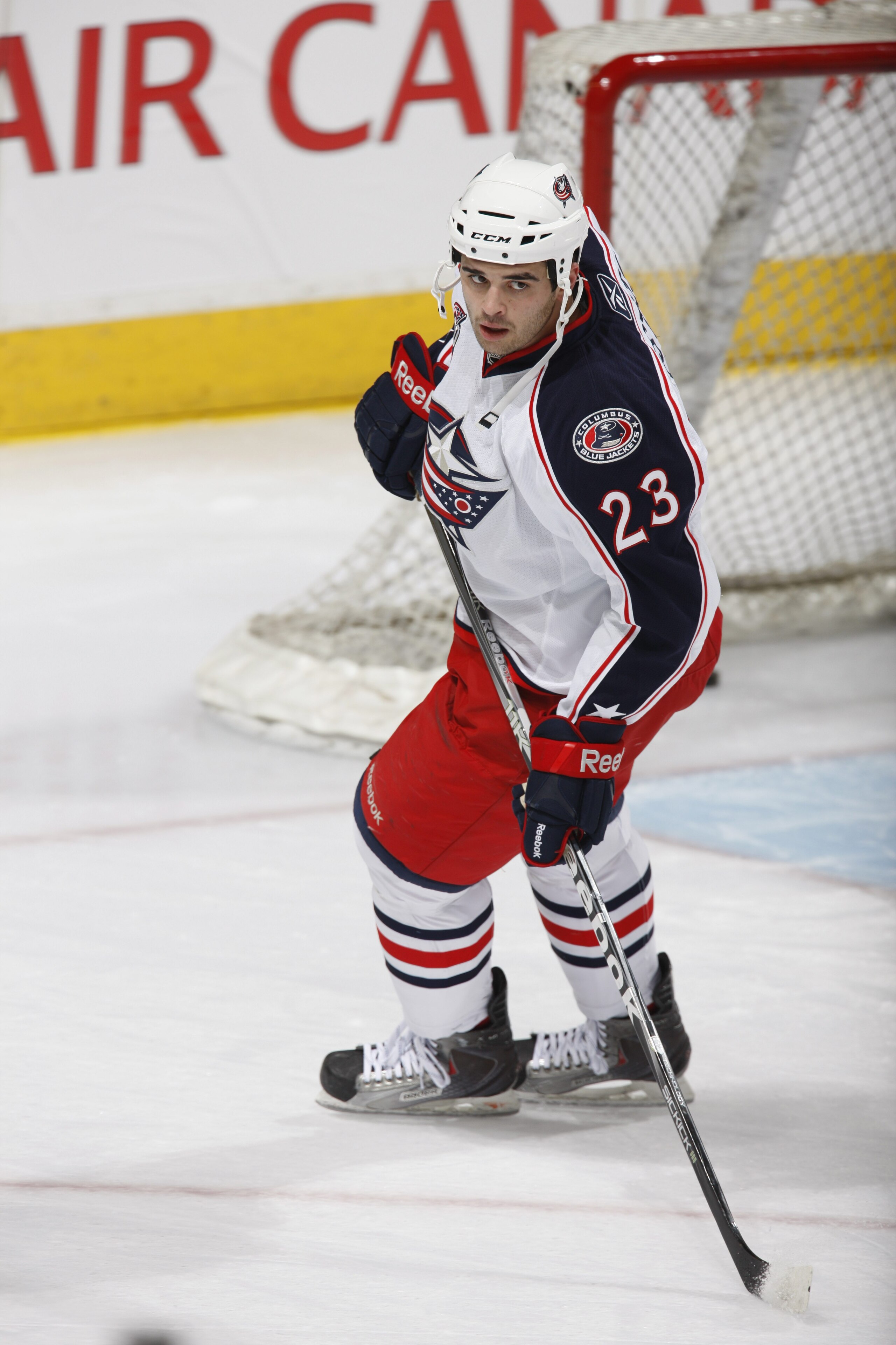 EDMONTON, CANADA - DECEMBER 16: Tom Sestito #23 of the Columbus Blue Jackets skates against the Edmonton Oilers on December 16, 2010 at Rexall Place in Edmonton, Alberta, Canada. (Photo by Dale MacMillan/Getty Images)