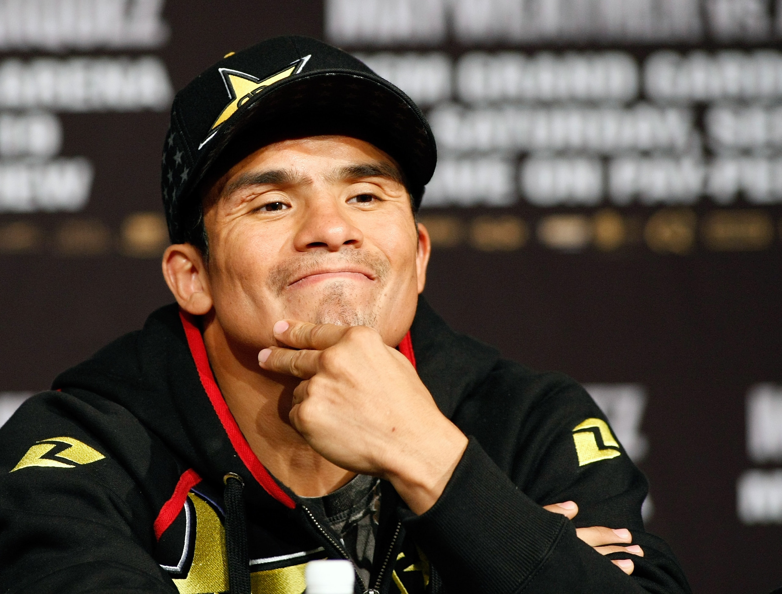 LAS VEGAS - SEPTEMBER 16:  Boxer Juan Manuel Marquez appears during the final news conference for his bout against Floyd Mayweather Jr. at the MGM Grand Hotel/Casino September 16, 2009 in Las Vegas, Nevada. The two will fight at the MGM Grand Garden Arena
