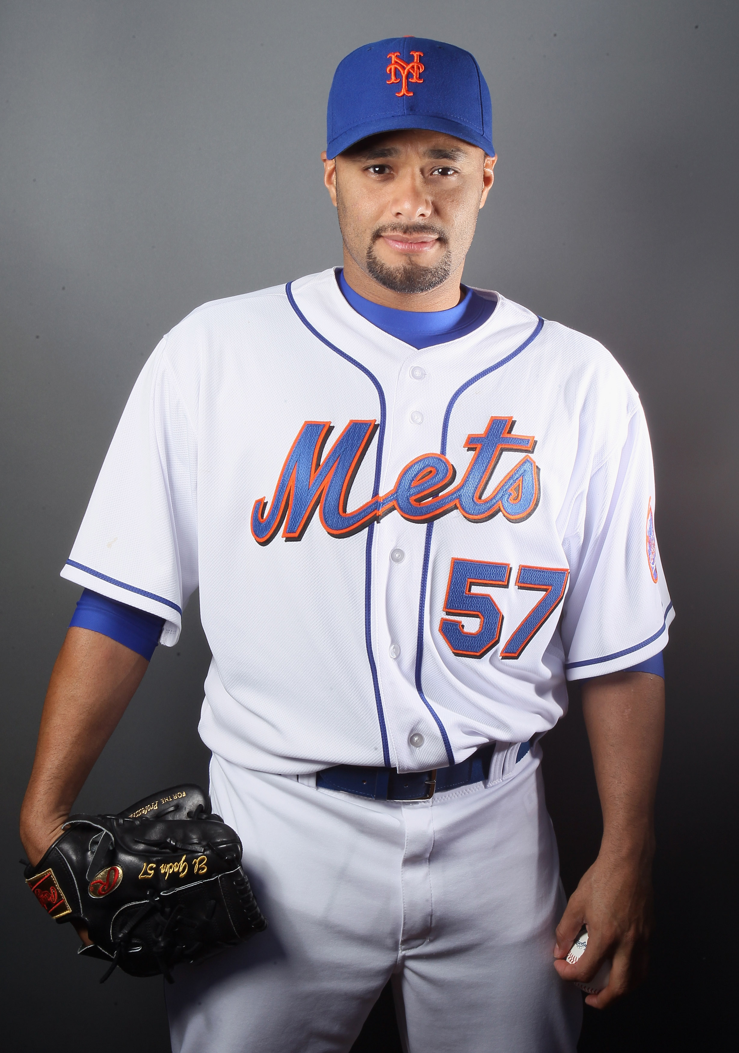 PORT ST. LUCIE, FL - FEBRUARY 24:  Johan Santana #57 of the New York Mets poses for a portrait during the New York Mets Photo Day on February 24, 2011 at Digital Domain Park in Port St. Lucie, Florida.  (Photo by Elsa/Getty Images)