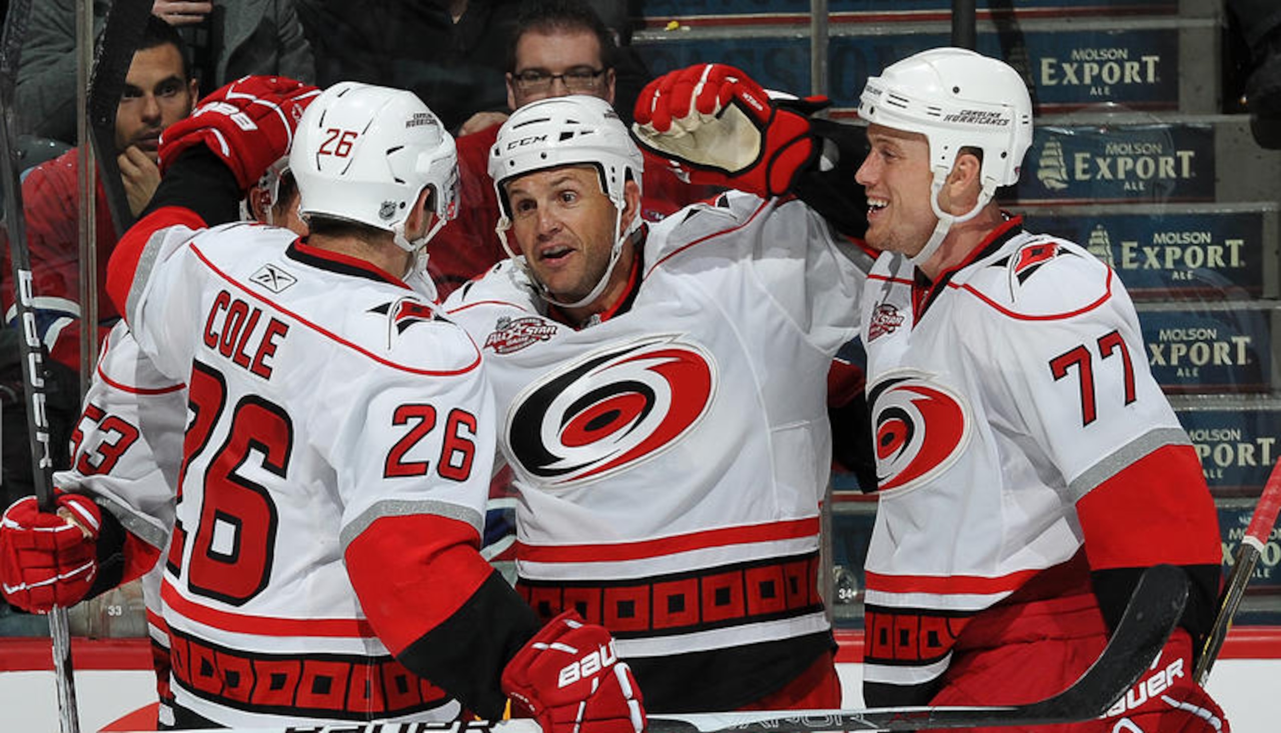 Stillman scores his first goal back with Carolina. Photo Credit: NHL.com.