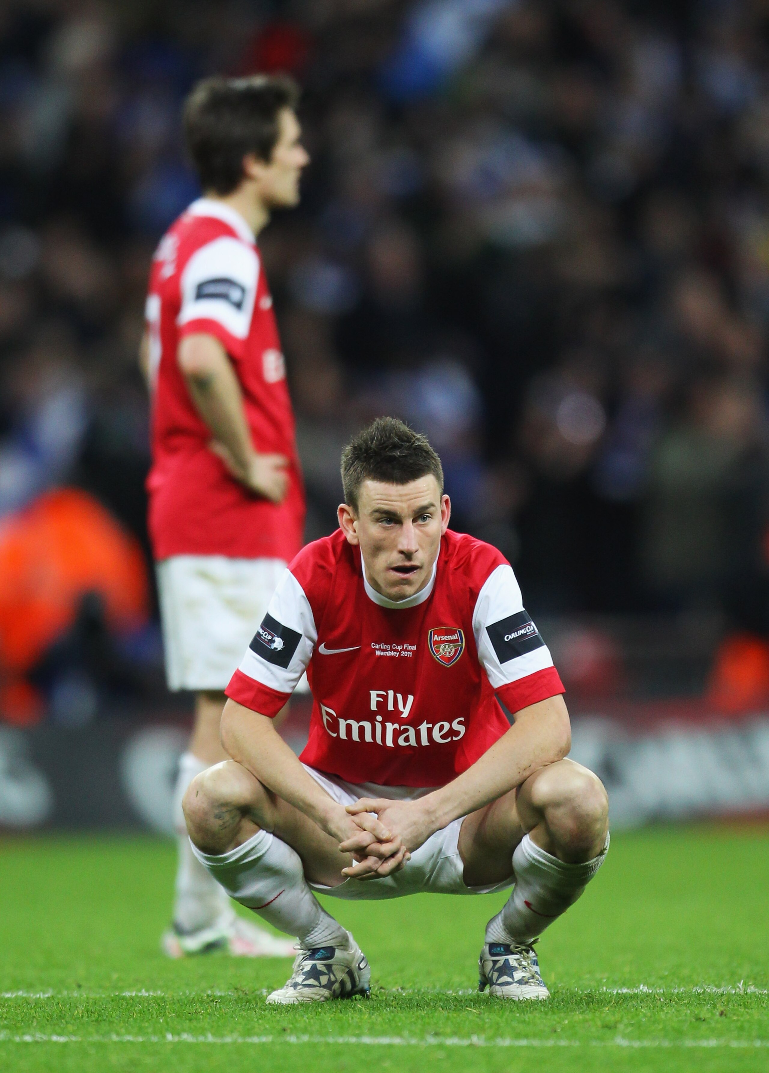 LONDON, ENGLAND - FEBRUARY 27: Laurent Koscielny of Arsenal looks dejected after the Carling Cup Final between Arsenal and Birmingham City at Wembley Stadium on February 27, 2011 in London, England. (Photo by Alex Livesey/Getty Images) LONDON, ENGLAND - FEBRUARY 27: Laurent Koscielny of Arsenal looks dejected after the Carling Cup Final between Arsenal and Birmingham City at Wembley Stadium on February 27, 2011 in London, England. (Photo by Alex Livesey/Getty Images)