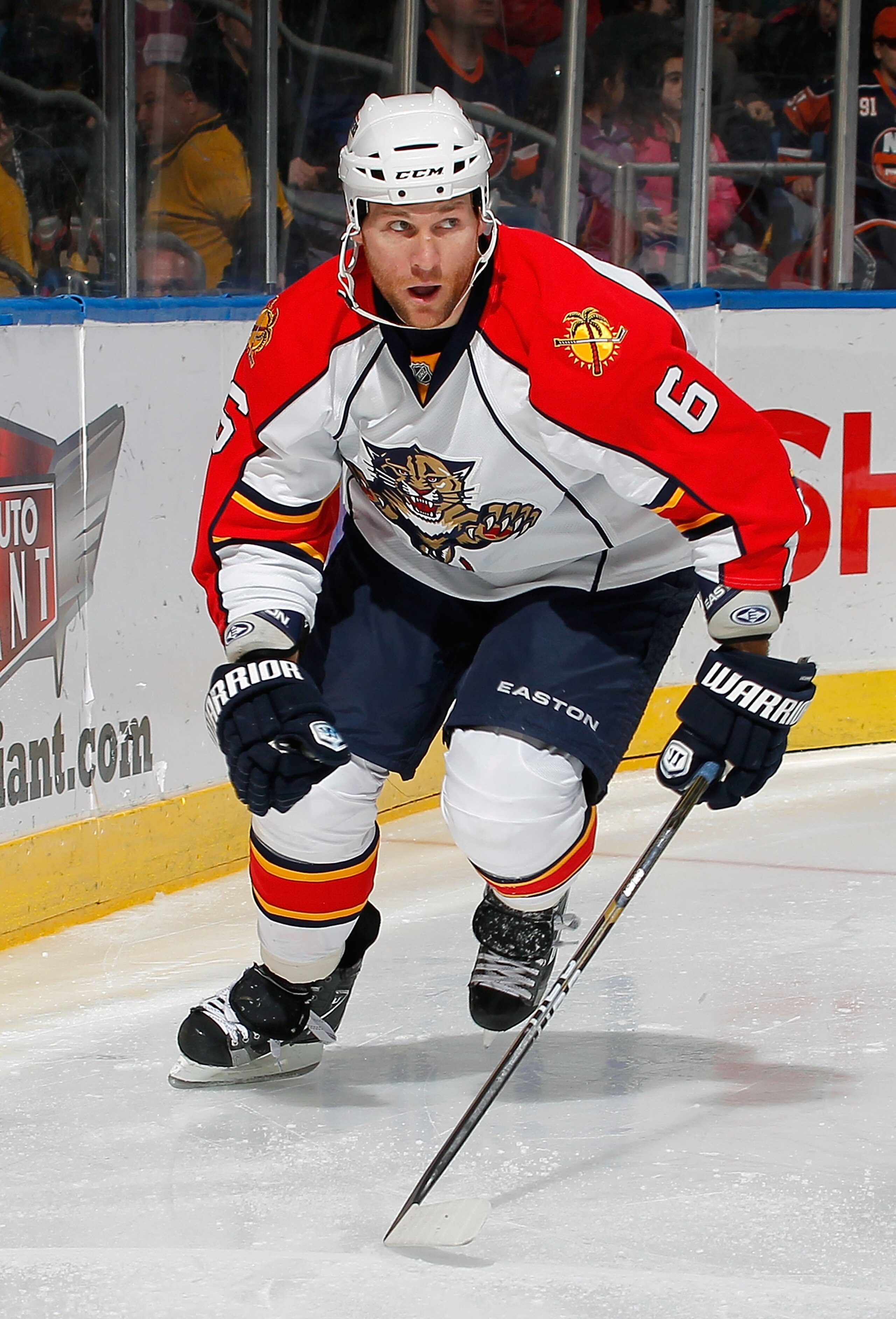 UNIONDALE, NY - FEBRUARY 21:  Dennis Wideman #6 of the Florida Panthers skates during an NHL hockey game against the New York Islanders at the Nassau Coliseum on February 21, 2011 in Uniondale, New York.  (Photo by Paul Bereswill/Getty Images)