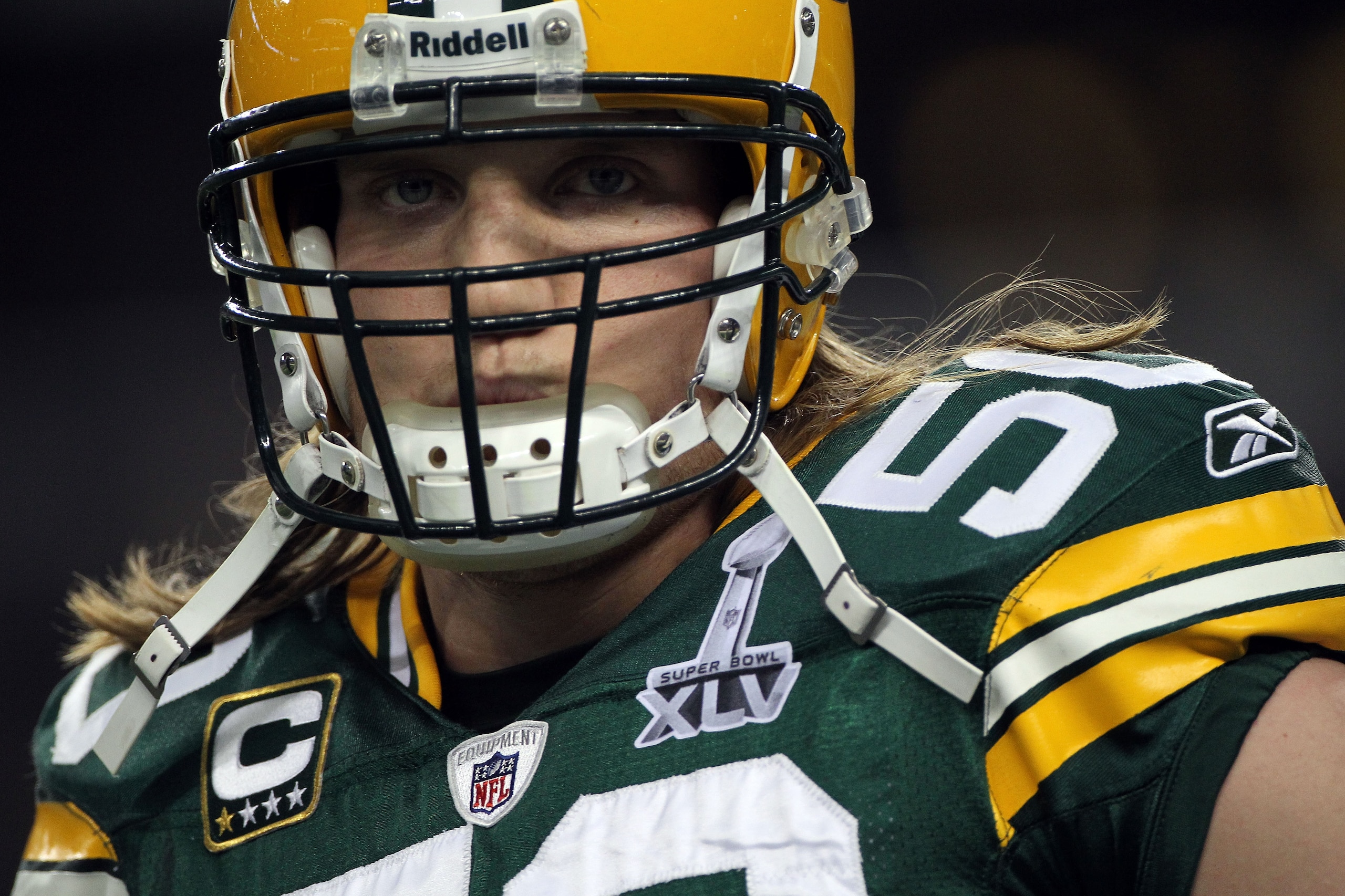 ARLINGTON, TX - FEBRUARY 06:  A.J. Hawk #50 of the Green Bay Packers warms up prior to their game against the Pittsburgh Steelers during Super Bowl XLV at Cowboys Stadium on February 6, 2011 in Arlington, Texas.  (Photo by Doug Pensinger/Getty Images)