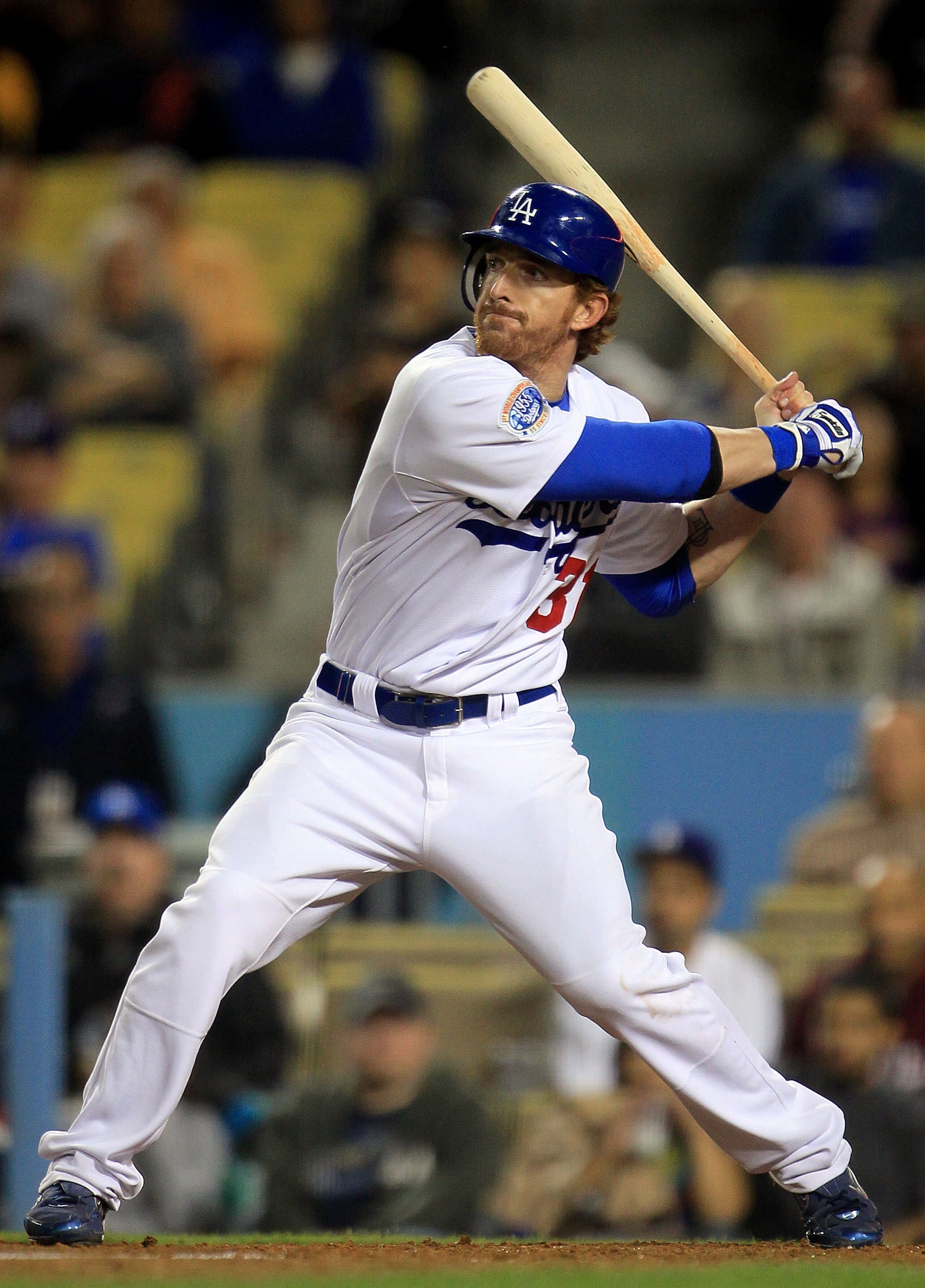 LOS ANGELES, CA - SEPTEMBER 22: Jay Gibbons #31 of the Los Angeles Dodgers at bat against the San Diego Padres at Dodger Stadium on September 22, 2010 in Los Angeles, California. (Photo by Jeff Gross/Getty Images) LOS ANGELES, CA - SEPTEMBER 22: Jay Gibbons #31 of the Los Angeles Dodgers at bat against the San Diego Padres at Dodger Stadium on September 22, 2010 in Los Angeles, California. (Photo by Jeff Gross/Getty Images)