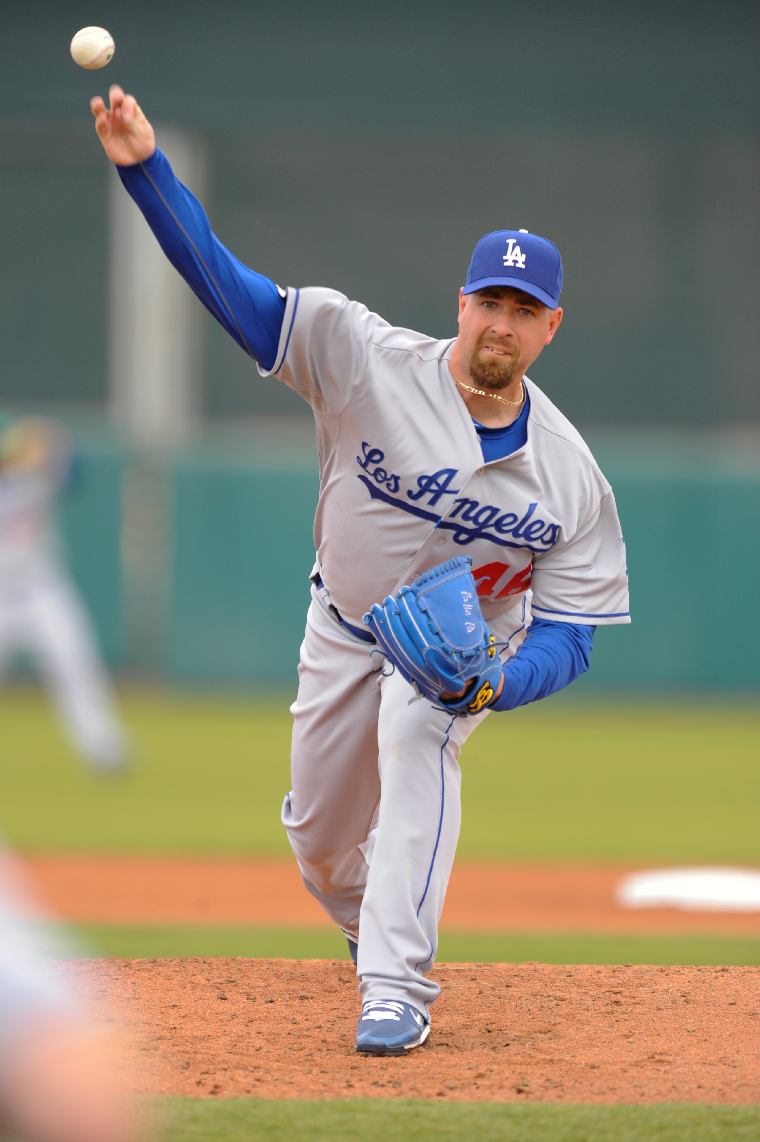 SCOTTSDALE, AZ - FEBRUARY 26: Tim Redding #46 of the Los Angeles Dodgers pitches during a spring training game against the San Francisco Giants at Scottsdale Stadium on February 26, 2011 in Scottsdale, Arizona. (Photo by Rob Tringali/Getty Images) SCOTTSDALE, AZ - FEBRUARY 26: Tim Redding #46 of the Los Angeles Dodgers pitches during a spring training game against the San Francisco Giants at Scottsdale Stadium on February 26, 2011 in Scottsdale, Arizona. (Photo by Rob Tringali/Getty Images)