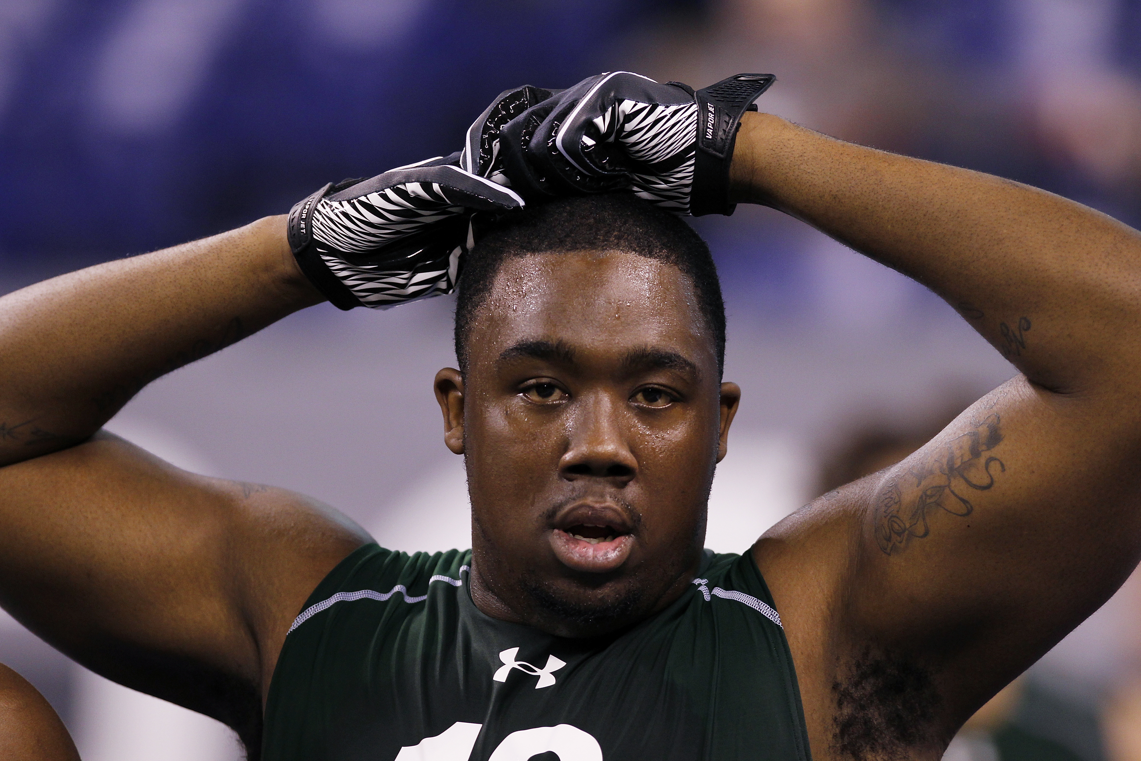 INDIANAPOLIS, IN - FEBRUARY 28:  Defensive lineman Nick Fairley of Auburn looks on during the 2011 NFL Scouting Combine at Lucas Oil Stadium on February 28, 2011 in Indianapolis, Indiana. (Photo by Joe Robbins/Getty Images)