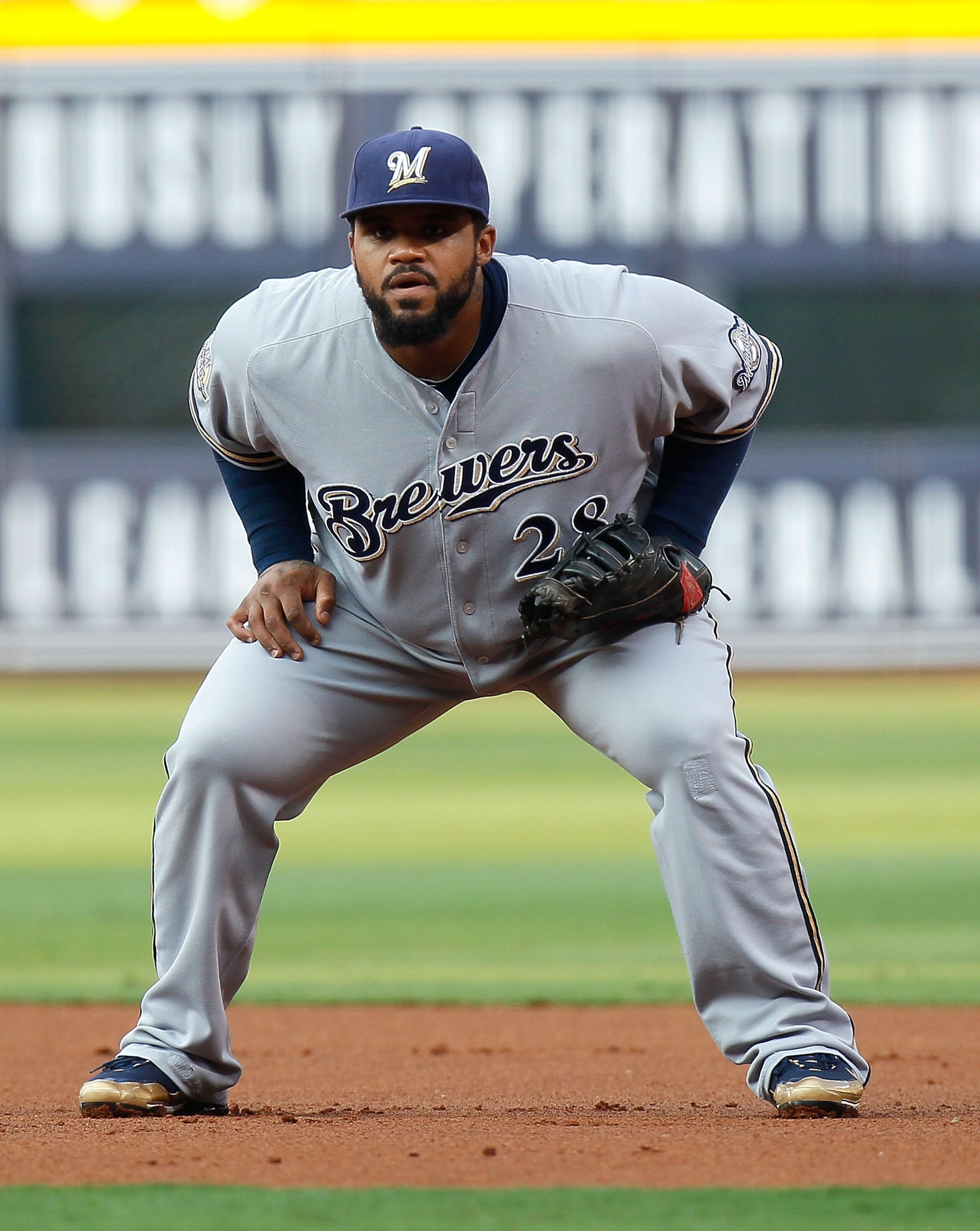 ATLANTA - JULY 15:  Prince Fielder #28 of the Milwaukee Brewers against the Atlanta Braves at Turner Field on July 15, 2010 in Atlanta, Georgia.  (Photo by Kevin C. Cox/Getty Images)