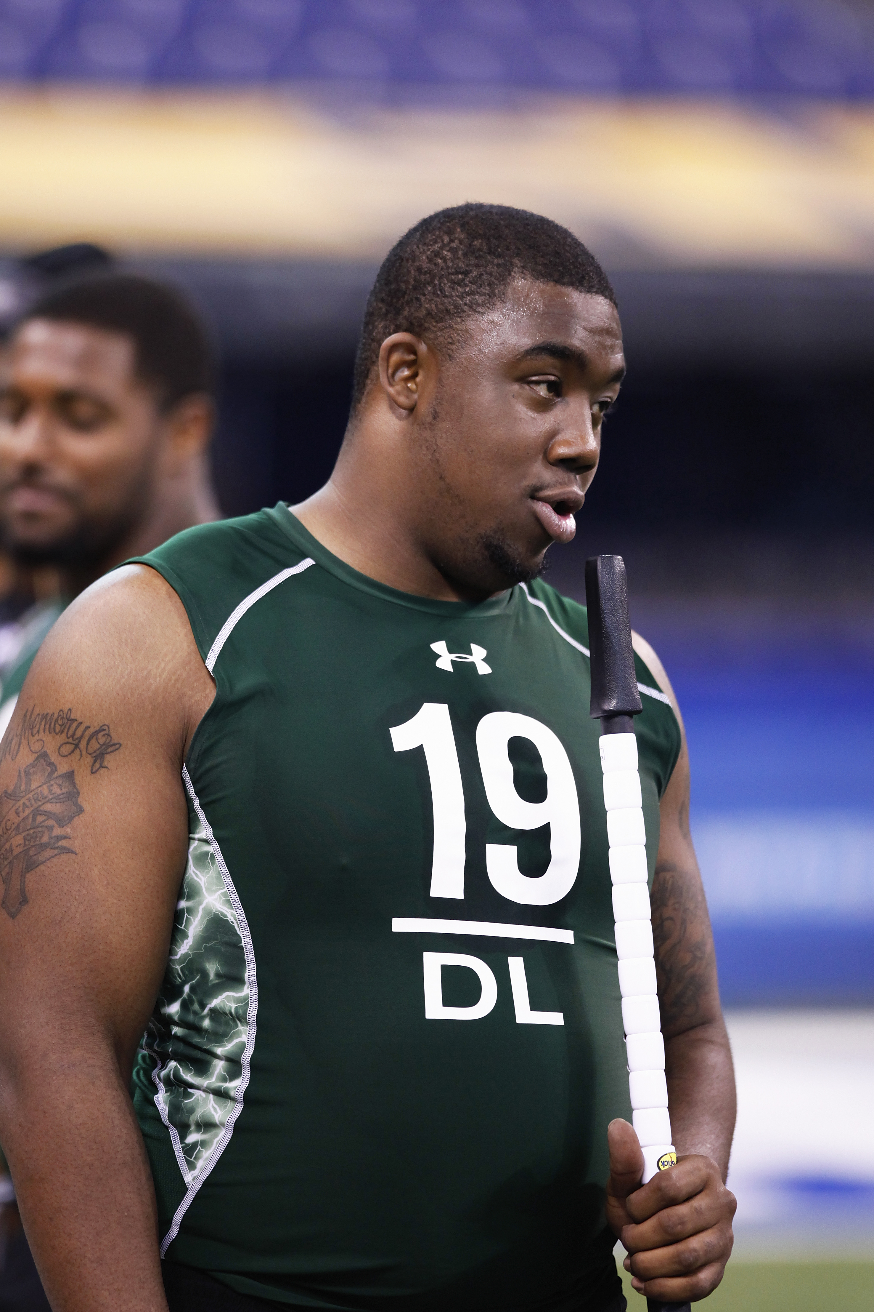 INDIANAPOLIS, IN - FEBRUARY 28: Defensive lineman Nick Fairley of Auburn looks on during the 2011 NFL Scouting Combine at Lucas Oil Stadium on February 28, 2011 in Indianapolis, Indiana. (Photo by Joe Robbins/Getty Images)