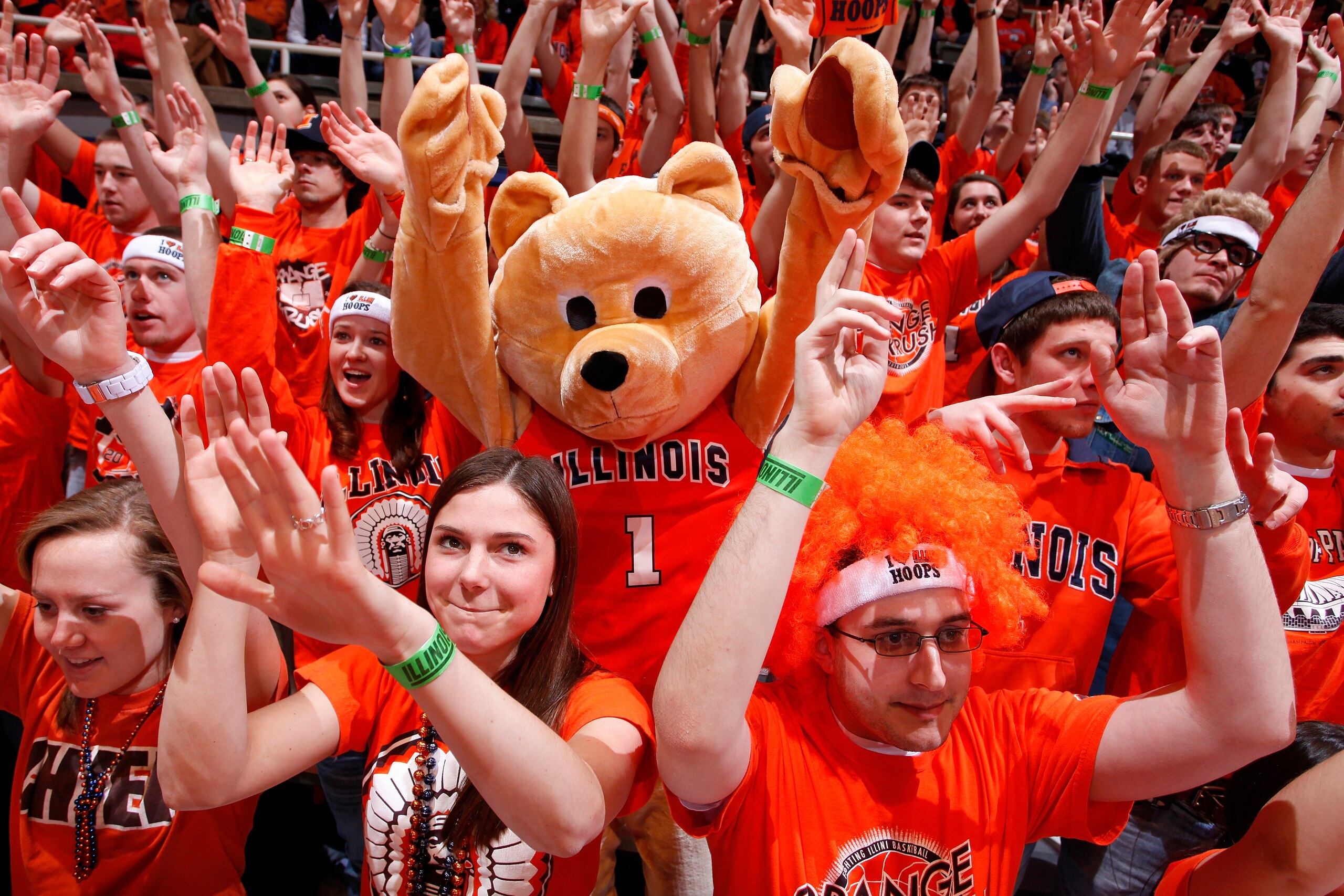 CHAMPAIGN, IL - FEBRUARY 13: Illinois Fighting Illini fans cheer during the game against the Purdue Boilermakers at Assembly Hall on February 13, 2011 in Champaign, Illinois. Purdue defeated Illinois 81-70. (Photo by Joe Robbins/Getty Images)