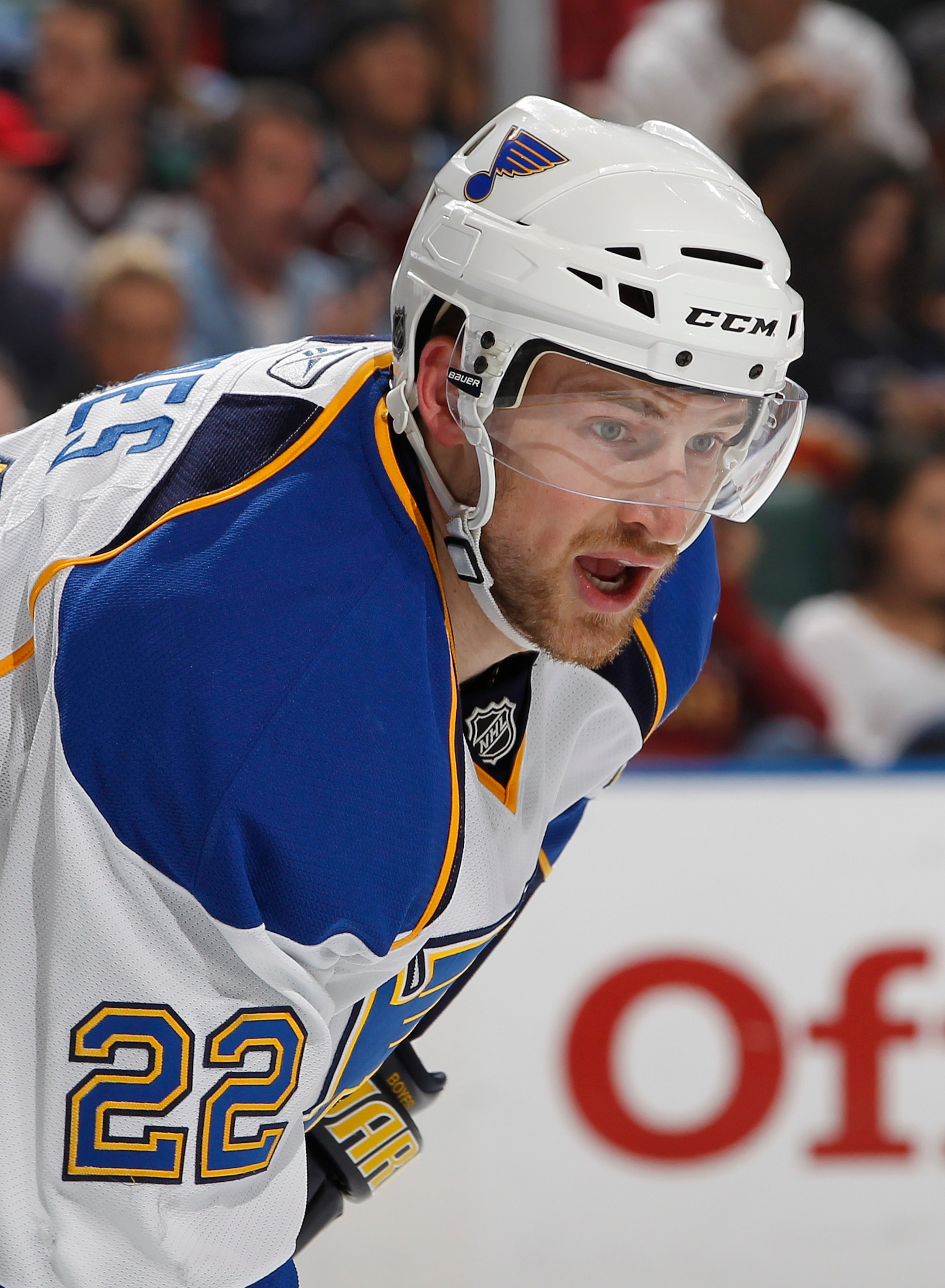 SUNRISE, FL - FEBRUARY 8: Brad Boyes #22 of the St. Louis Blues prepares for a face off against the Florida Panthers on February 8, 2011 at the BankAtlantic Center in Sunrise, Florida. The Blues defeated the Panthers 2-1. (Photo by Joel Auerbach/Getty Ima SUNRISE, FL - FEBRUARY 8: Brad Boyes #22 of the St. Louis Blues prepares for a face off against the Florida Panthers on February 8, 2011 at the BankAtlantic Center in Sunrise, Florida. The Blues defeated the Panthers 2-1. (Photo by Joel Auerbach/Getty Ima