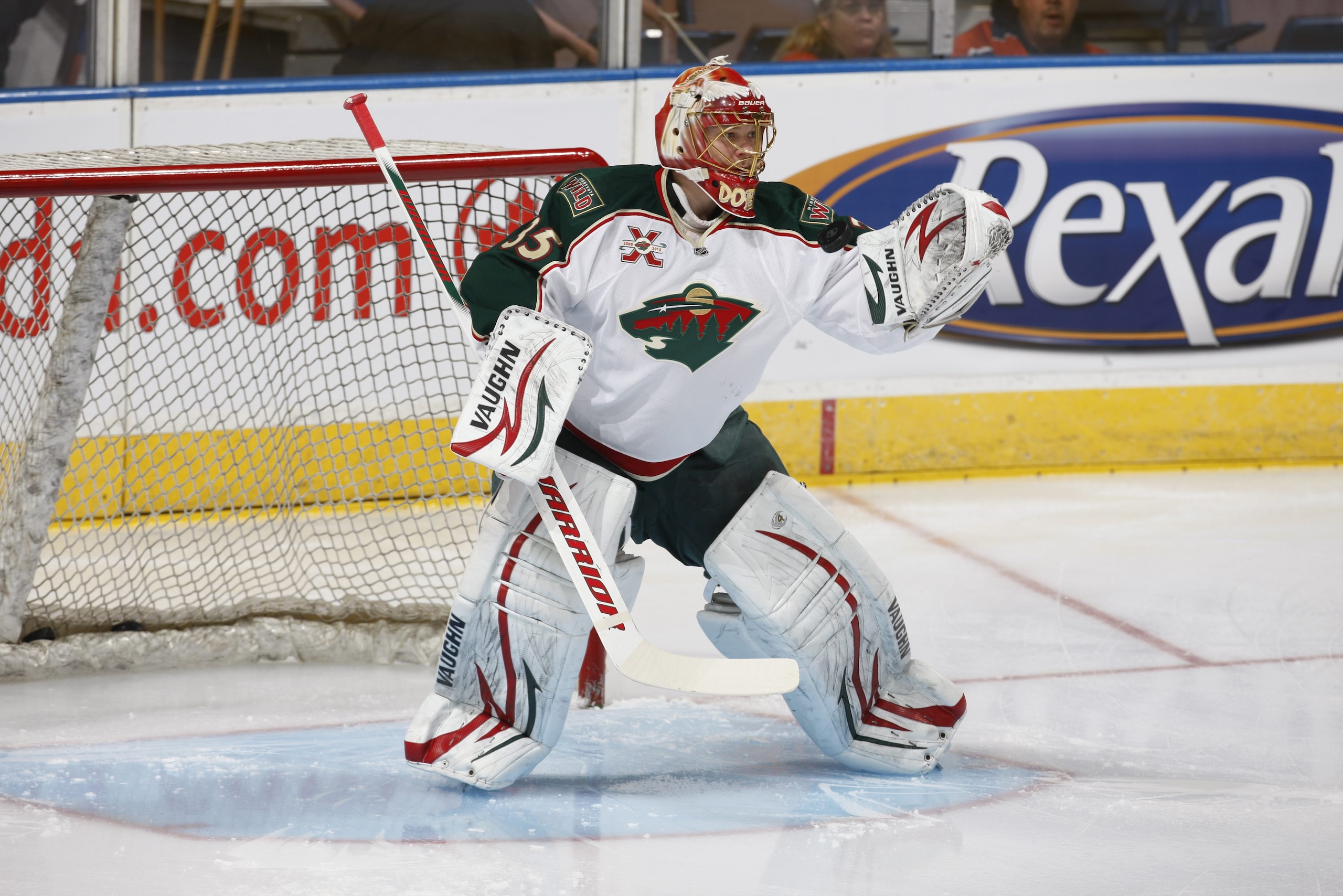 EDMONTON, CANADA - JANUARY 18: Anton Khudobin #35 of the Minnesota Wild defends the goal against the Edmonton Oilers on January 18, 2011 at Rexall Place in Edmonton, Alberta, Canada. (Photo by Dale MacMillan/Getty Images) EDMONTON, CANADA - JANUARY 18: Anton Khudobin #35 of the Minnesota Wild defends the goal against the Edmonton Oilers on January 18, 2011 at Rexall Place in Edmonton, Alberta, Canada. (Photo by Dale MacMillan/Getty Images)