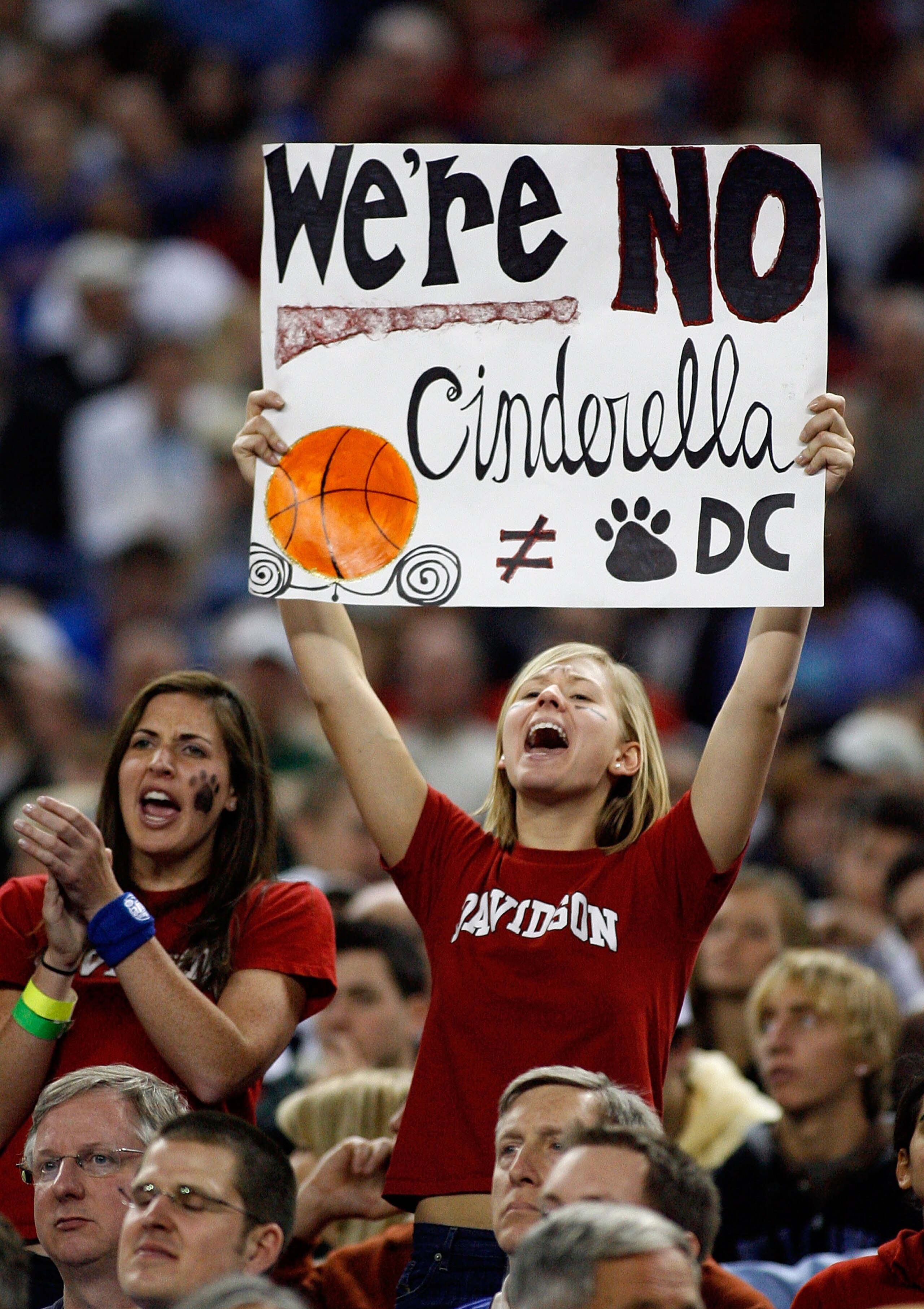 DETROIT - MARCH 30:  Fans of the Davidson Wildcats support their team against the Kansas Jayhawks during the Midwest Regional Final of the 2008 NCAA Division I Men's Basketball Tournament at Ford Field on March 30, 2008 in Detroit, Michigan  (Photo by Gre
