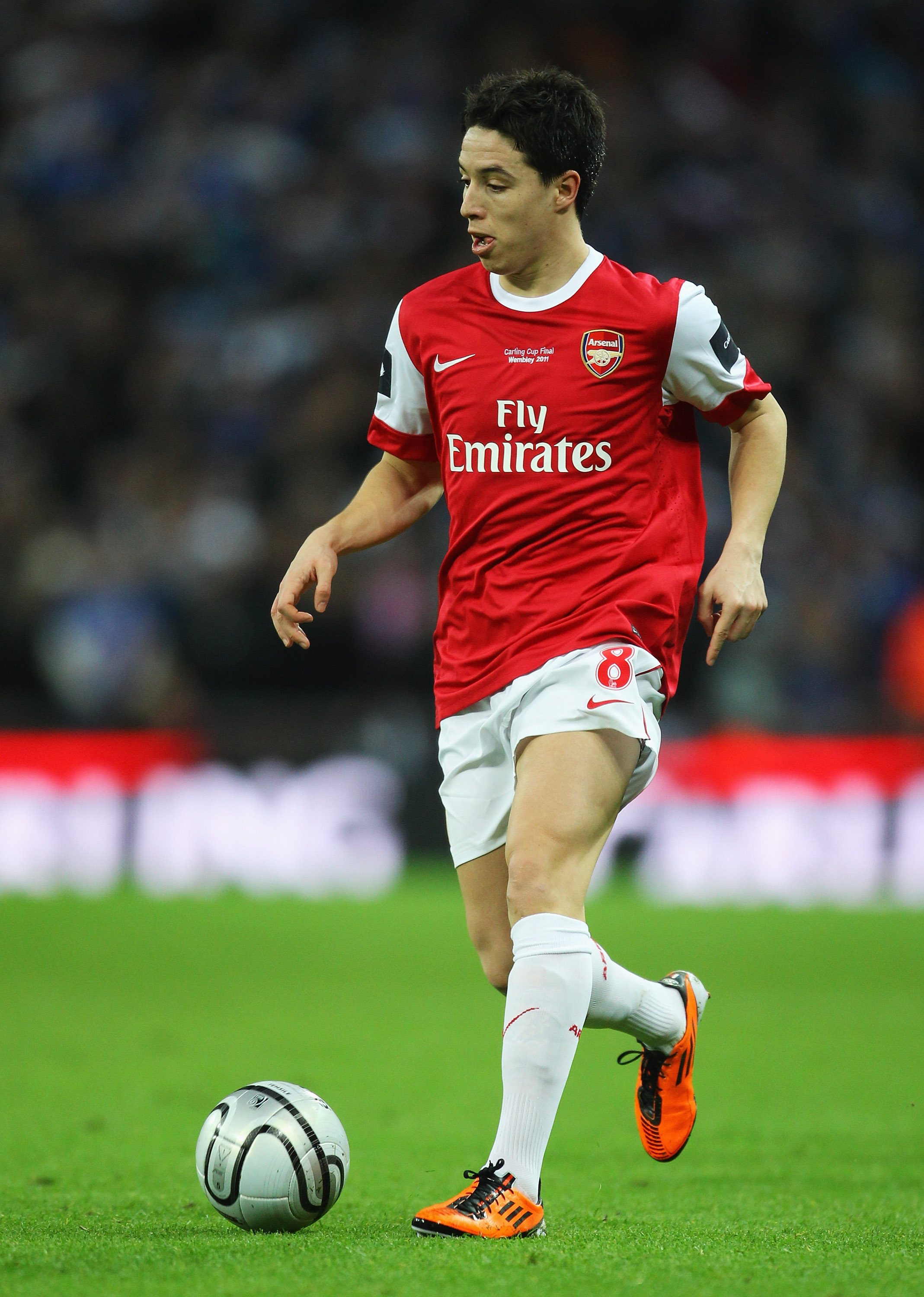 LONDON, ENGLAND - FEBRUARY 27:  Samir Nasri of Arsenal in action during the Carling Cup Final between Arsenal and Birmingham City at Wembley Stadium on February 27, 2011 in London, England.  (Photo by Alex Livesey/Getty Images)