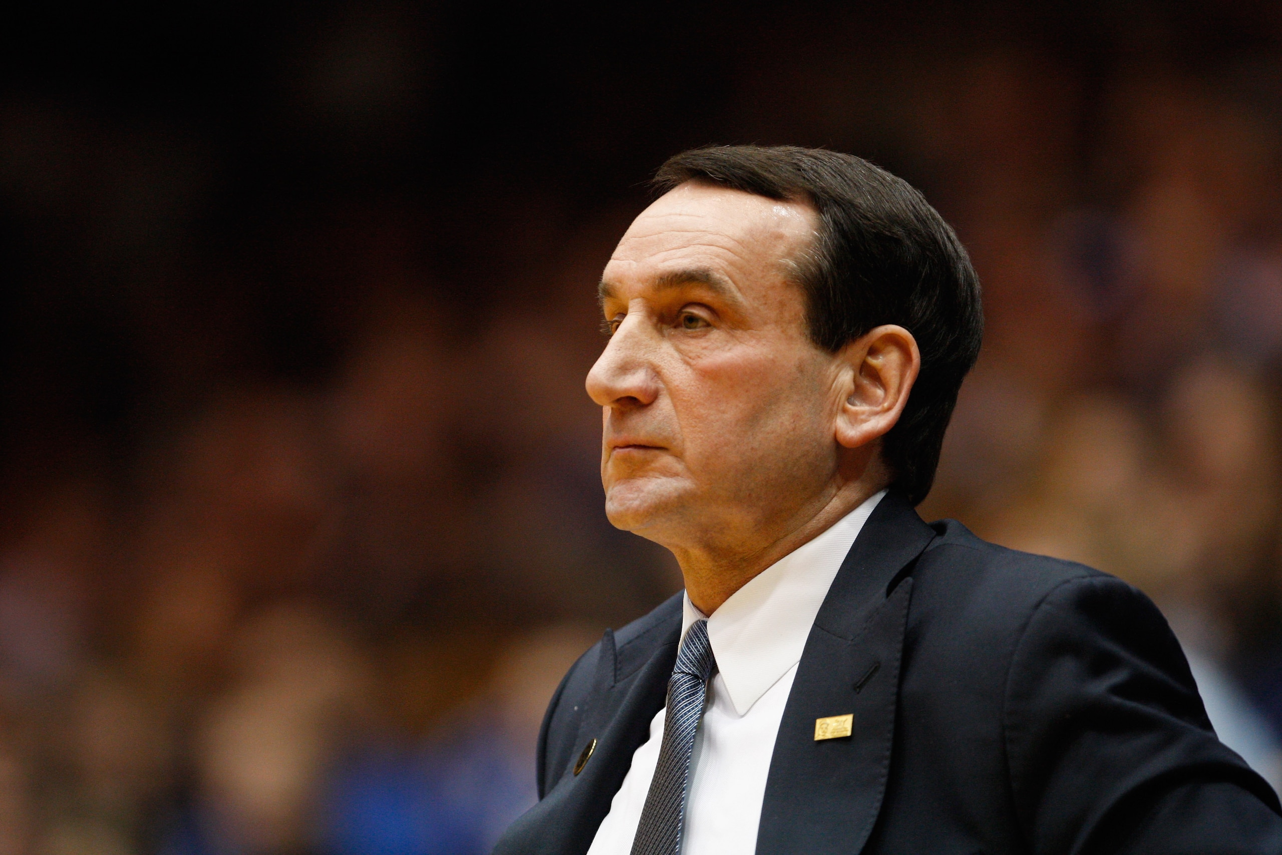 DURHAM, NC - FEBRUARY 09: Head coach Mike Krzyzewski of the Duke Blue Devils against the North Carolina Tar Heels during their game at Cameron Indoor Stadium on February 9, 2011 in Durham, North Carolina. (Photo by Streeter Lecka/Getty Images) DURHAM, NC - FEBRUARY 09: Head coach Mike Krzyzewski of the Duke Blue Devils against the North Carolina Tar Heels during their game at Cameron Indoor Stadium on February 9, 2011 in Durham, North Carolina. (Photo by Streeter Lecka/Getty Images)