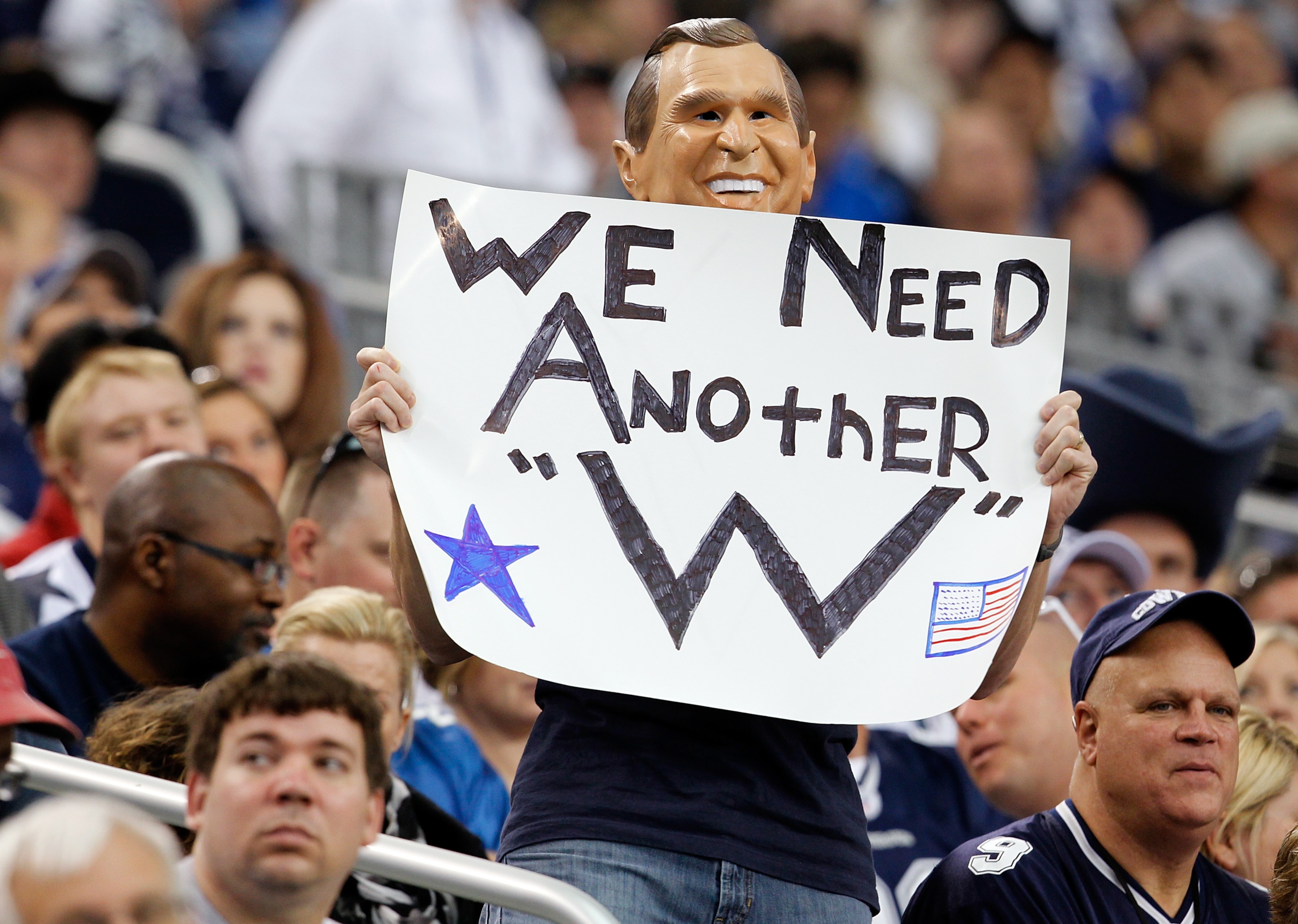 ARLINGTON, TX - NOVEMBER 21:  a Dallas Cowboys fan shows his support as the Dallas Cowboys take on the Detroit Lions at Cowboys Stadium on November 21, 2010 in Arlington, Texas.  The Cowboys beat the Lions 35-19.  (Photo by Tom Pennington/Getty Images)
