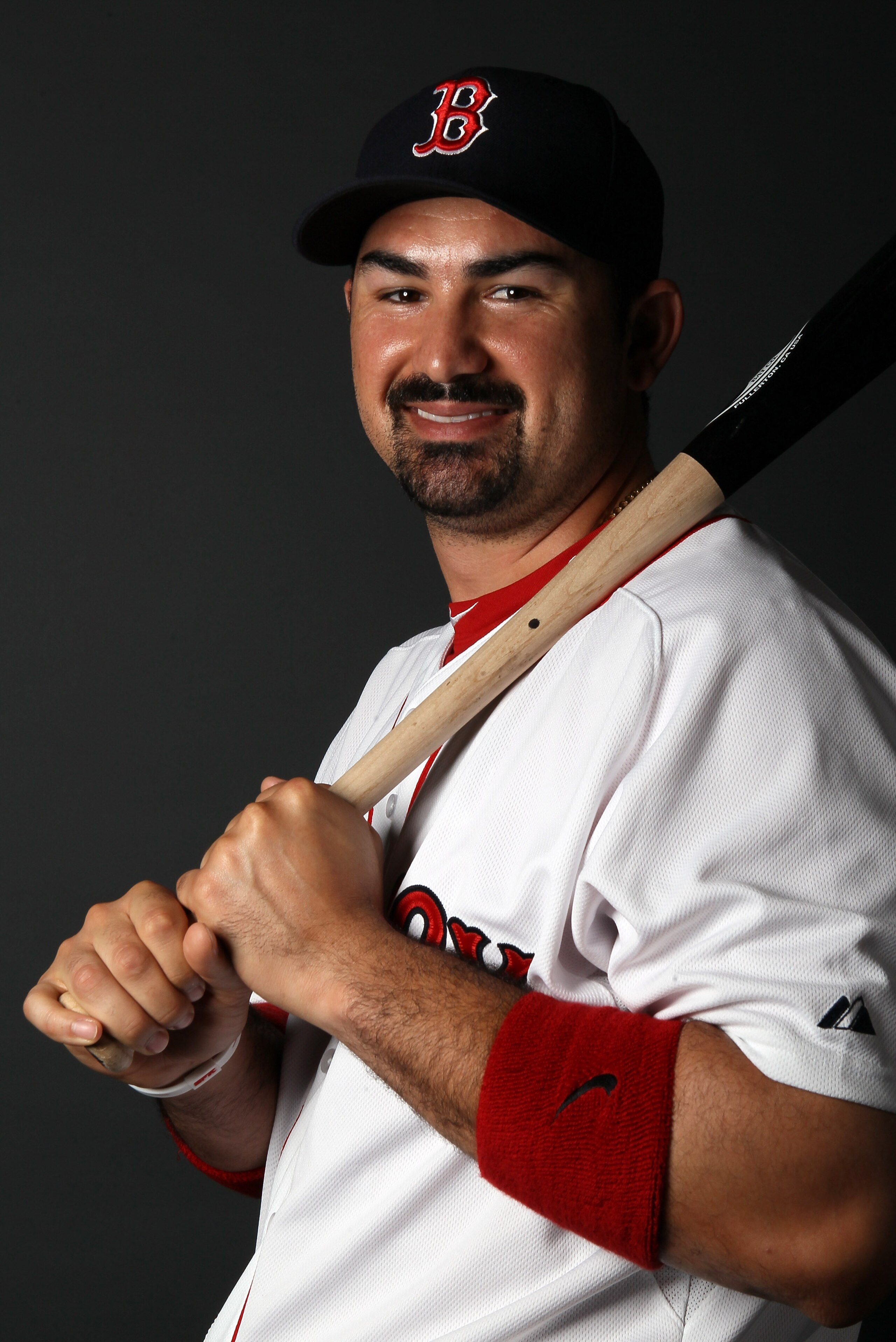 FT. MYERS, FL - FEBRUARY 20:  Adrian Gonzalez #28 of the Boston Red Sox poses for a portrait during the Boston Red Sox Photo Day on February 20, 2011 at the Boston Red Sox Player Development Complex in Ft. Myers, Florida  (Photo by Elsa/Getty Images)