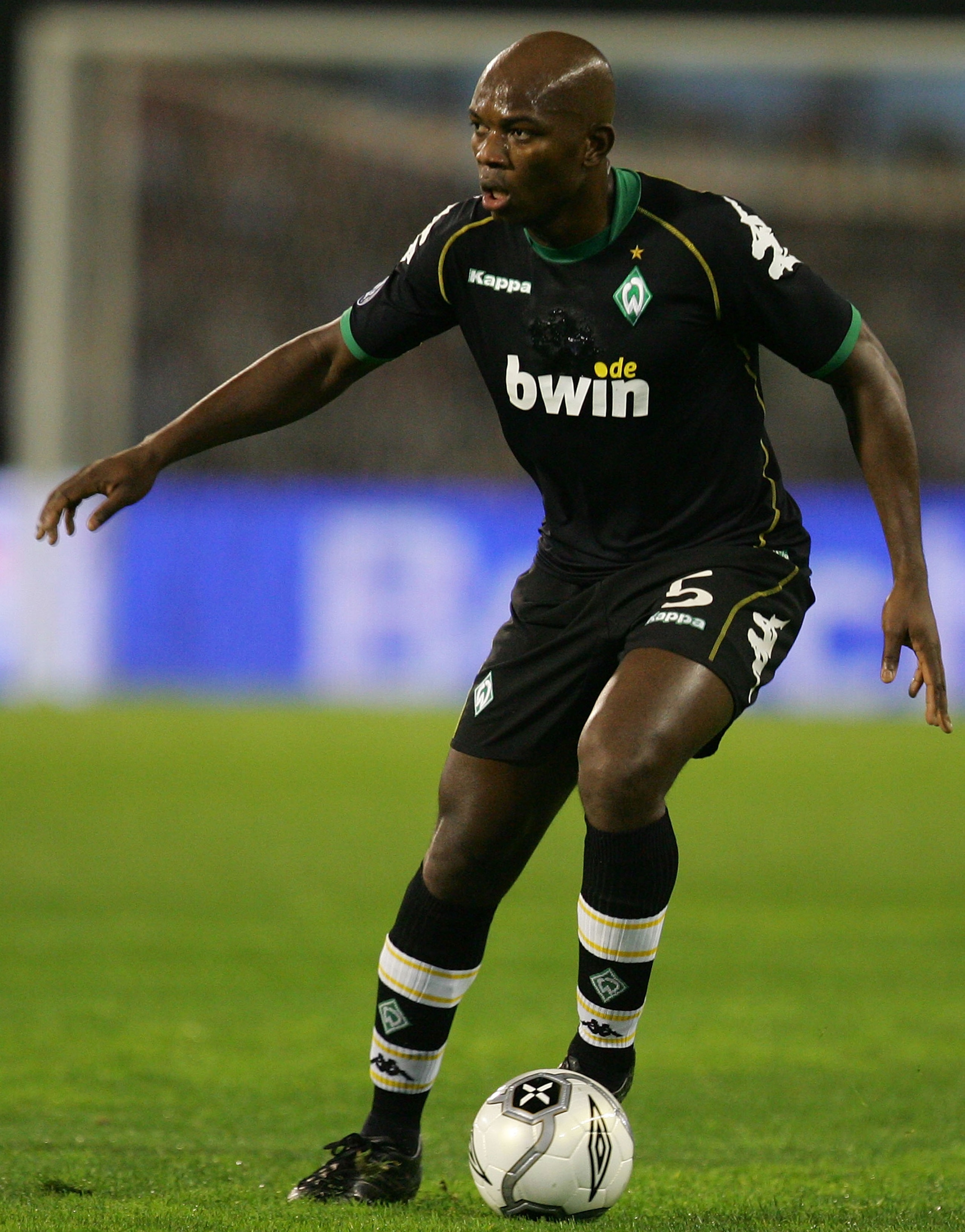 VIGO, SPAIN - MARCH 08:  Pierre Wome of Werder Bremen in action during the UEFA Cup Round of 16, First Leg, match between Celta Vigo and Werder Bremen at the Balaidos stadium on March 8, 2007 in Vigo, Spain.  (Photo by Denis Doyle/Getty Images)