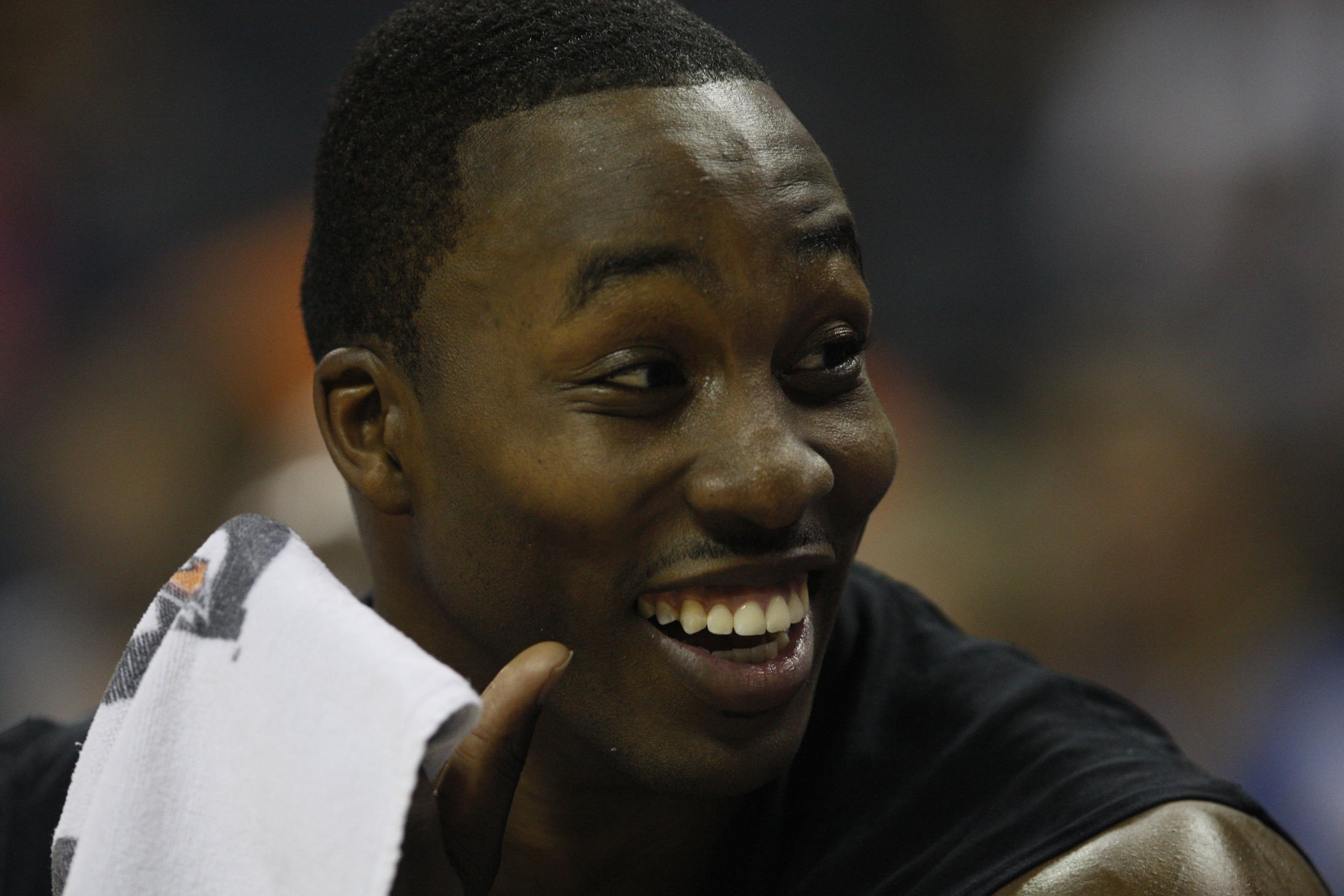 CHARLOTTE, NC - NOVEMBER 10: Dwight Howard #12 of the Orlando Magic smiles during the game against the Charlotte Bobcats on November 10, 2009 at Time Warner Cable Arena in Charlotte, North Carolina. The Magic won 93-81. NOTE TO USER: User expressly ack CHARLOTTE, NC - NOVEMBER 10: Dwight Howard #12 of the Orlando Magic smiles during the game against the Charlotte Bobcats on November 10, 2009 at Time Warner Cable Arena in Charlotte, North Carolina. The Magic won 93-81. NOTE TO USER: User expressly ack