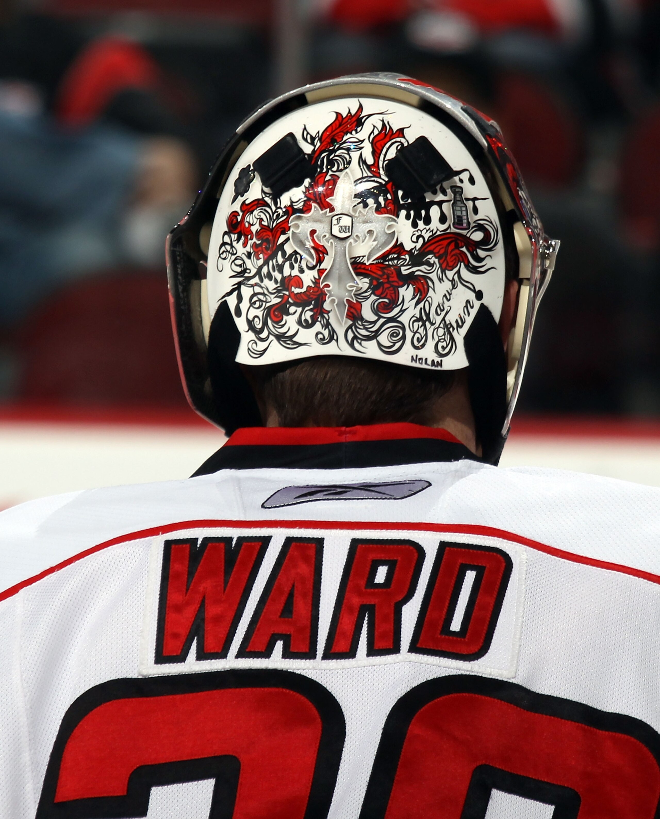 NEWARK, NJ - FEBRUARY 16: Cam Ward #30 of the Carolina Hurricanes skates against the New Jersey Devils at the Prudential Center on February 16, 2011 in Newark, New Jersey.  (Photo by Bruce Bennett/Getty Images)
