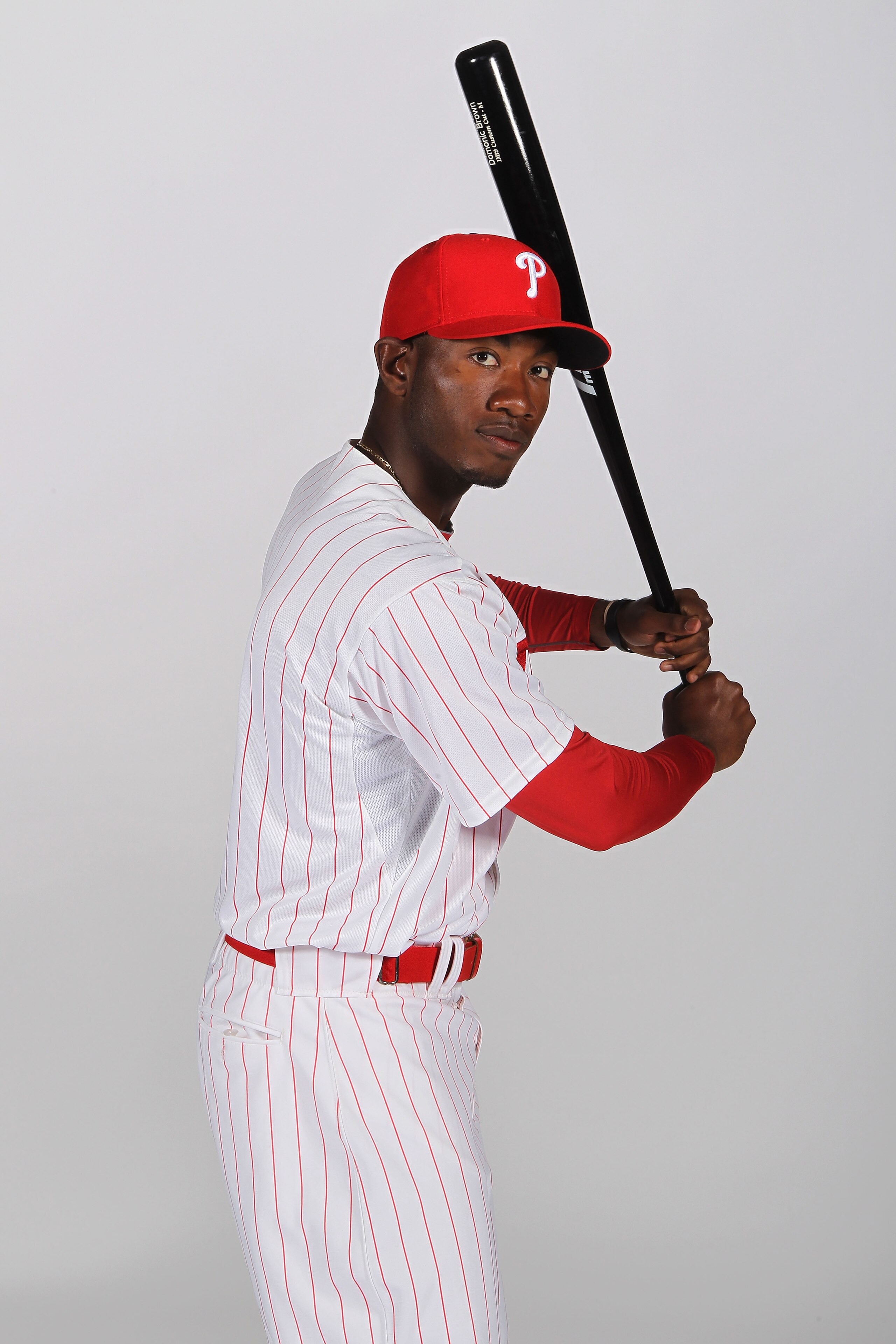 CLEARWATER, FL - FEBRUARY 22: Domonic Brown #9 of the Philadelphia Phillies poses for a photo during Spring Training Media Photo Day at Bright House Networks Field on February 22, 2011 in Clearwater, Florida. (Photo by Nick Laham/Getty Images) CLEARWATER, FL - FEBRUARY 22: Domonic Brown #9 of the Philadelphia Phillies poses for a photo during Spring Training Media Photo Day at Bright House Networks Field on February 22, 2011 in Clearwater, Florida. (Photo by Nick Laham/Getty Images)