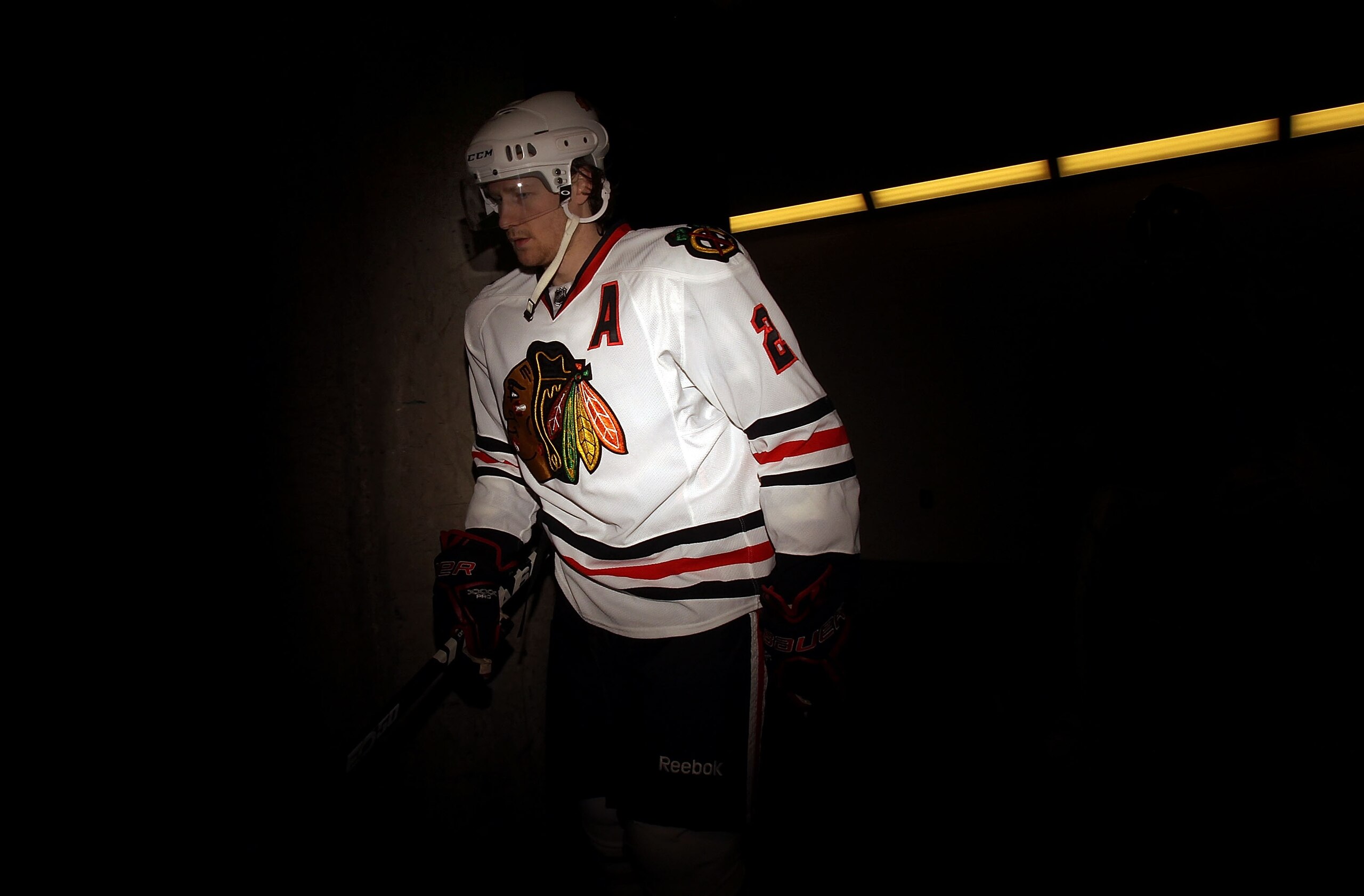 DALLAS, TX - FEBRUARY 11:  Defenseman Duncan Keith #2 of the Chicago Blackhawks walks to the ice before a game against the Dallas Stars at American Airlines Center on February 11, 2011 in Dallas, Texas.  (Photo by Ronald Martinez/Getty Images)