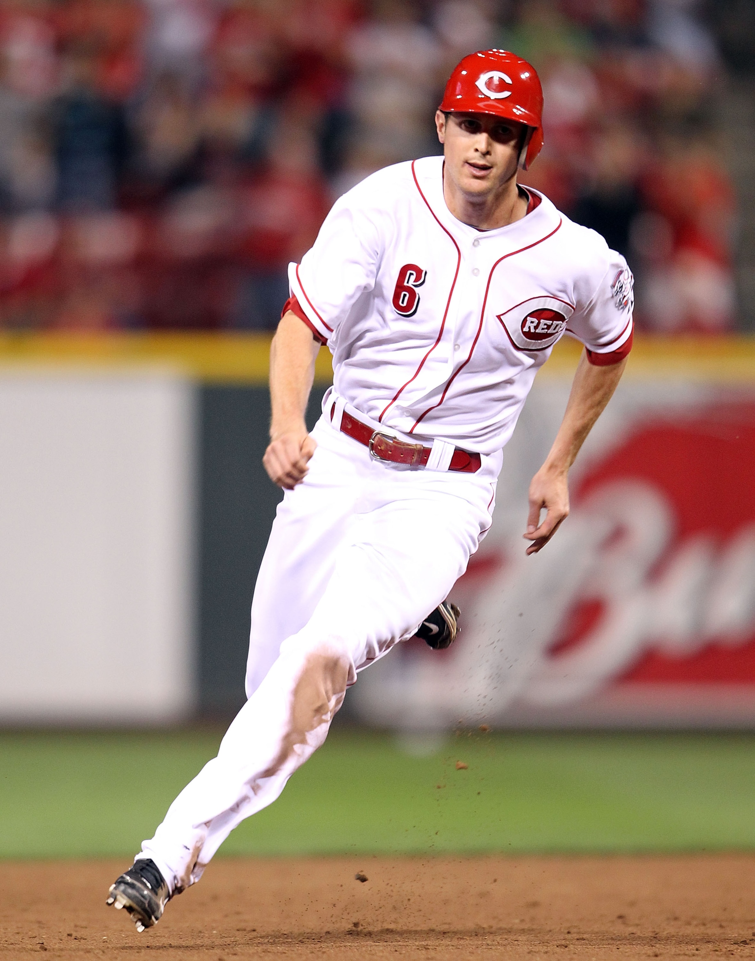 CINCINNATI - SEPTEMBER 11:  Drew Stubbs #6 of the Cincinnati Reds runs the bases during the game against the Pittsburg Pirates at Great American Ball Park on September 11, 2010 in Cincinnati, Ohio.  (Photo by Andy Lyons/Getty Images)