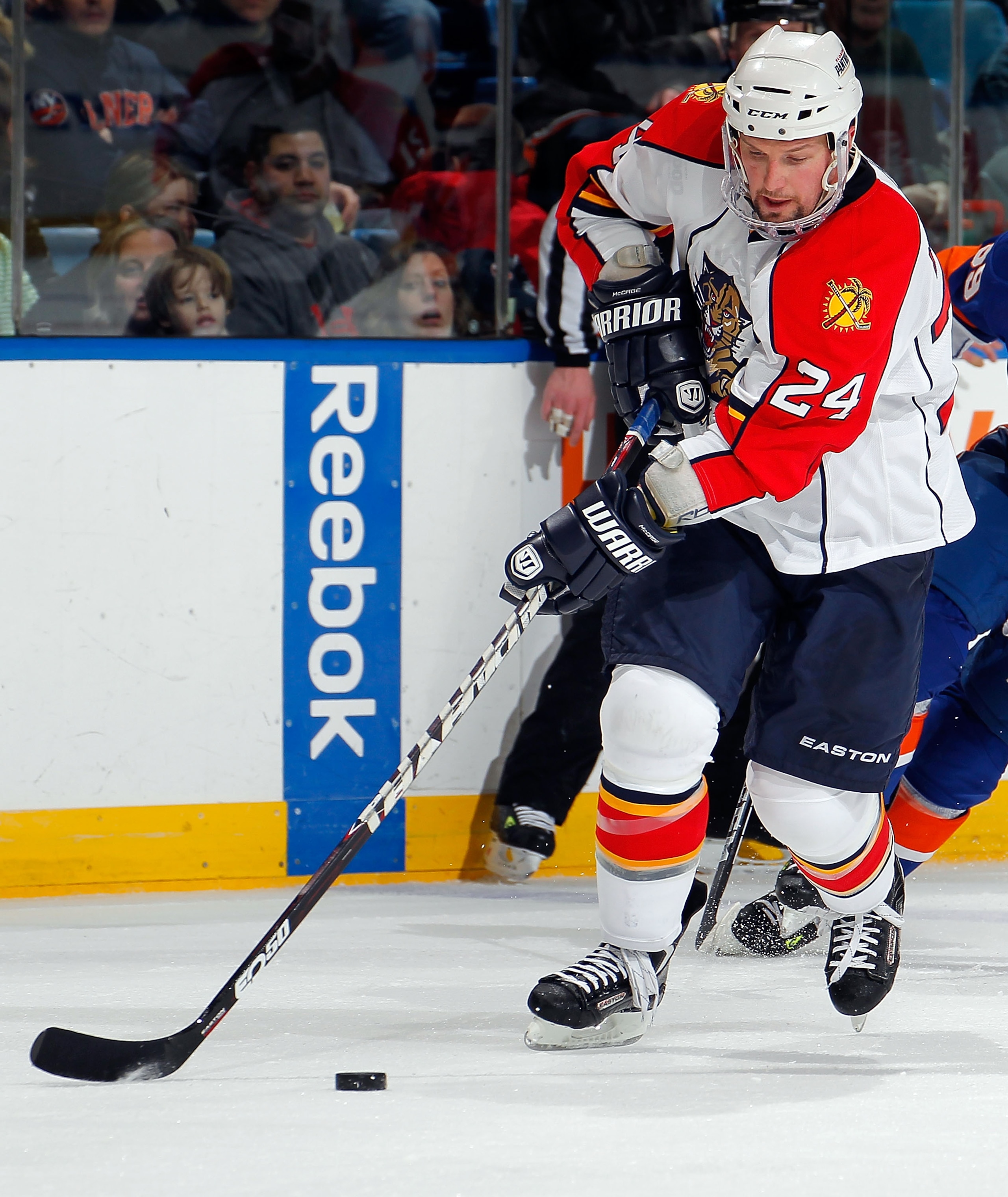 UNIONDALE, NY - FEBRUARY 21:  Bryan McCabe #24 of the Florida Panthers skates during an NHL hockey game against the New York Islanders at the Nassau Coliseum on February 21, 2011 in Uniondale, New York.  (Photo by Paul Bereswill/Getty Images)