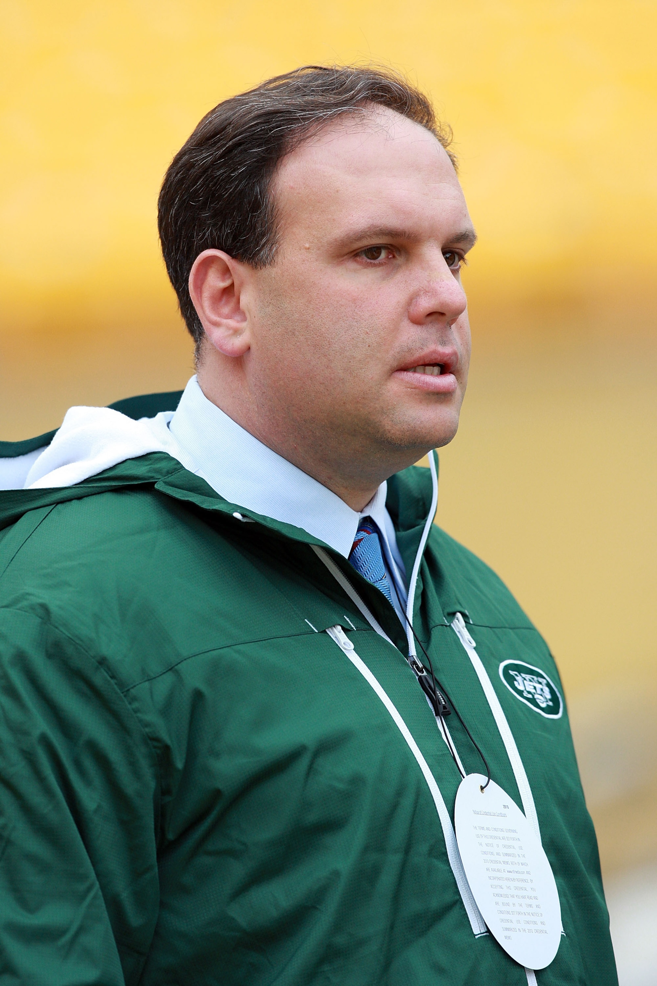 PITTSBURGH - DECEMBER 19:  General Manager Mike Tannenbaum of the New York Jets is seen before the game against the Pittsburgh Steelers at Heinz Field on December 19, 2010 in Pittsburgh, Pennsylvania.  (Photo by Karl Walter/Getty Images)