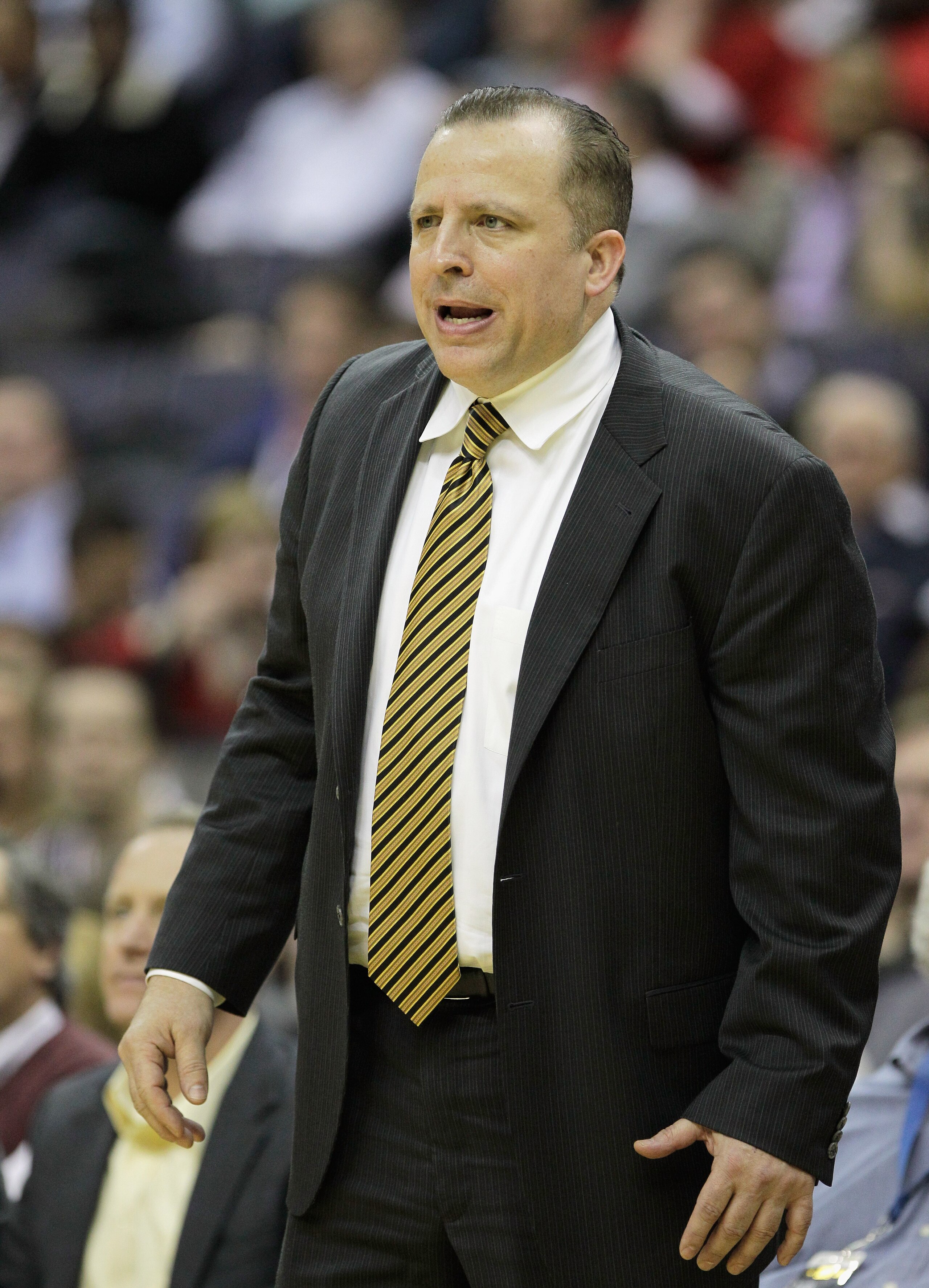 WASHINGTON, DC - FEBRUARY 28: Head coach Tom Thibodeau of the Chicago Bulls looks on from the sideline against the Washington Wizards at the Verizon Center in Washington on February 28, 2011 in Washington, DC. NOTE TO USER: User expressly acknowledges and