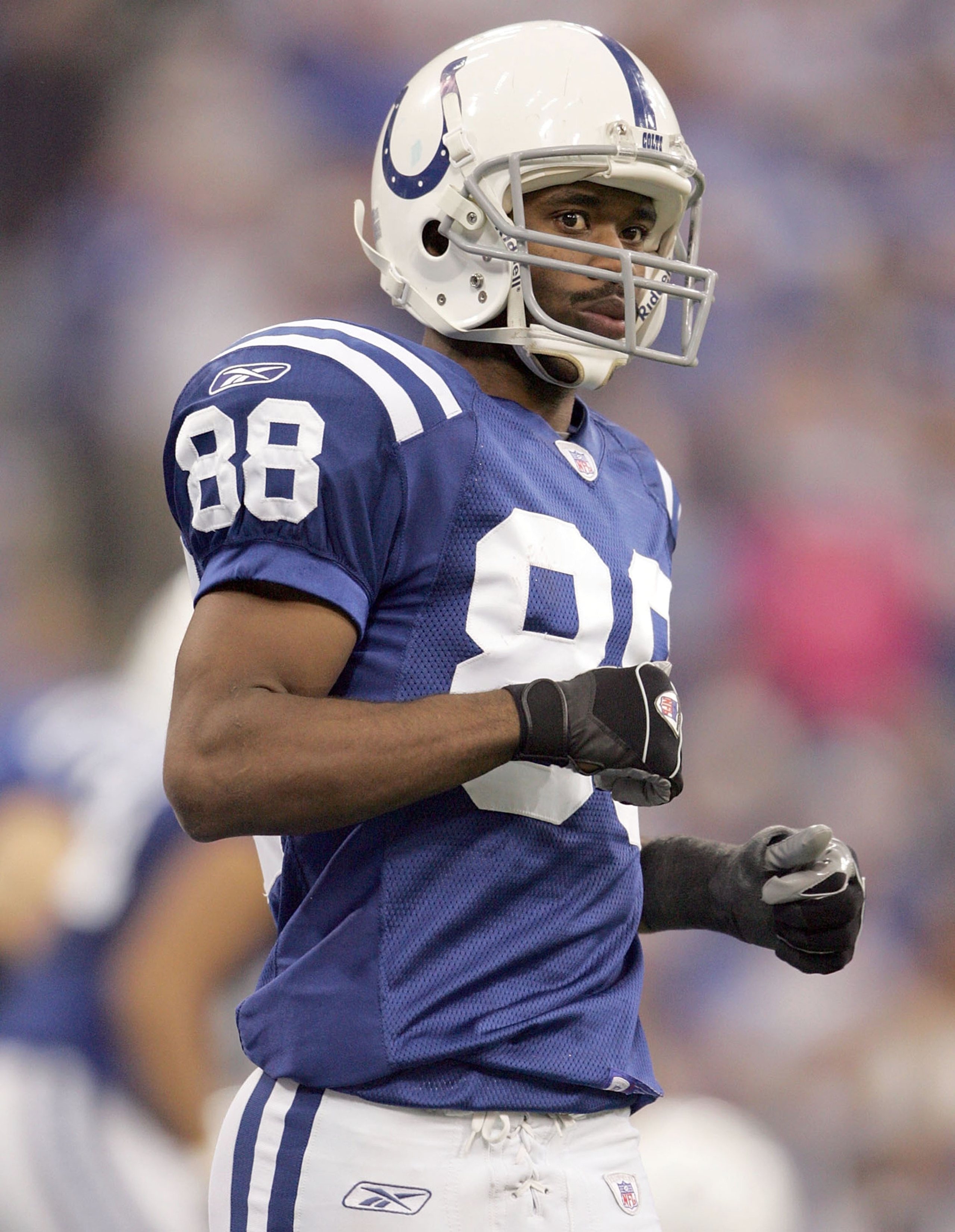 INDIANAPOLIS - DECEMBER 04:  Marvin Harrison #88 of the Indianapolis Colts stands in uniform during the NFL game against the Tennessee Titans on December 4, 2005 at the RCA Dome in Indianapolis, Indiana. The Colts won 35-3 for their 12th straight victory