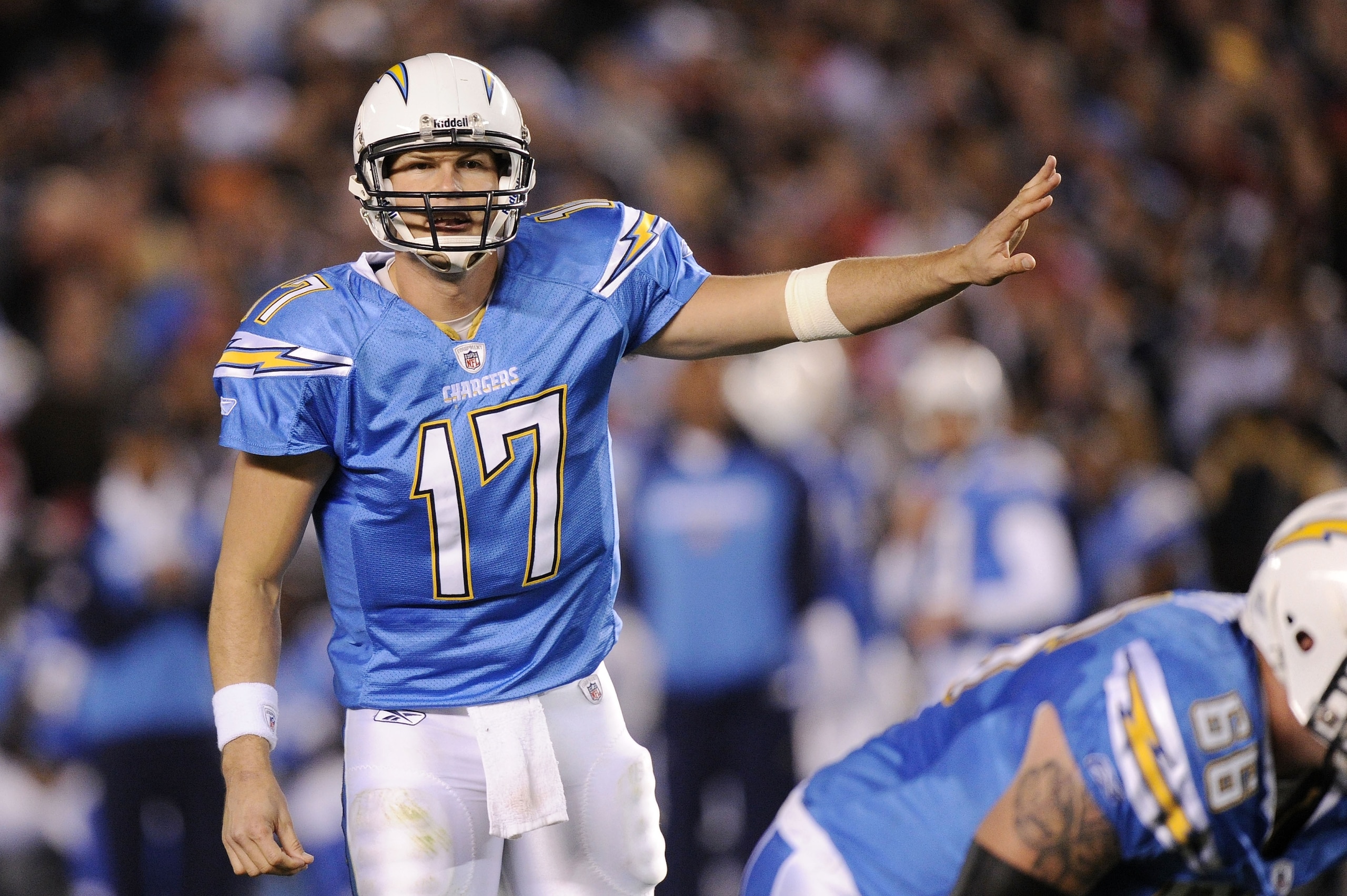 SAN DIEGO, CA - DECEMBER 16:  Quarterback Philip Rivers #17 of the San Diego Chargers signals during their game against the San Francisco 49ers at Qualcomm Stadium on December 16, 2010 in San Diego, California.  (Photo by Harry How/Getty Images)