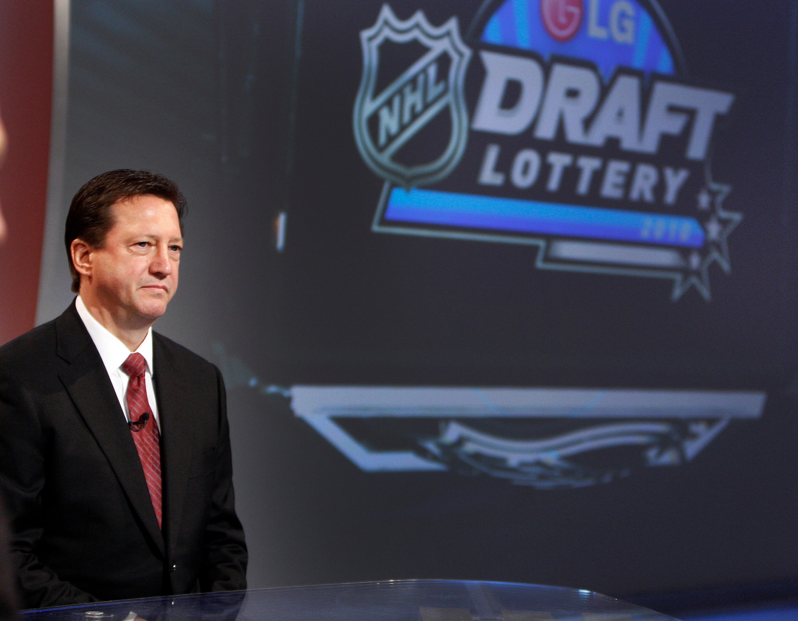 TORONTO - APRIL 13: Edmonton Oilers GM Steve Tambellini awaits the announcement for the first overall pick during the NHL Draft Lottery Drawing at the TSN Studio April 13, 2010 in Toronto, Ontario, Canada. (Photo by Abelimages / Getty Images for NHL)