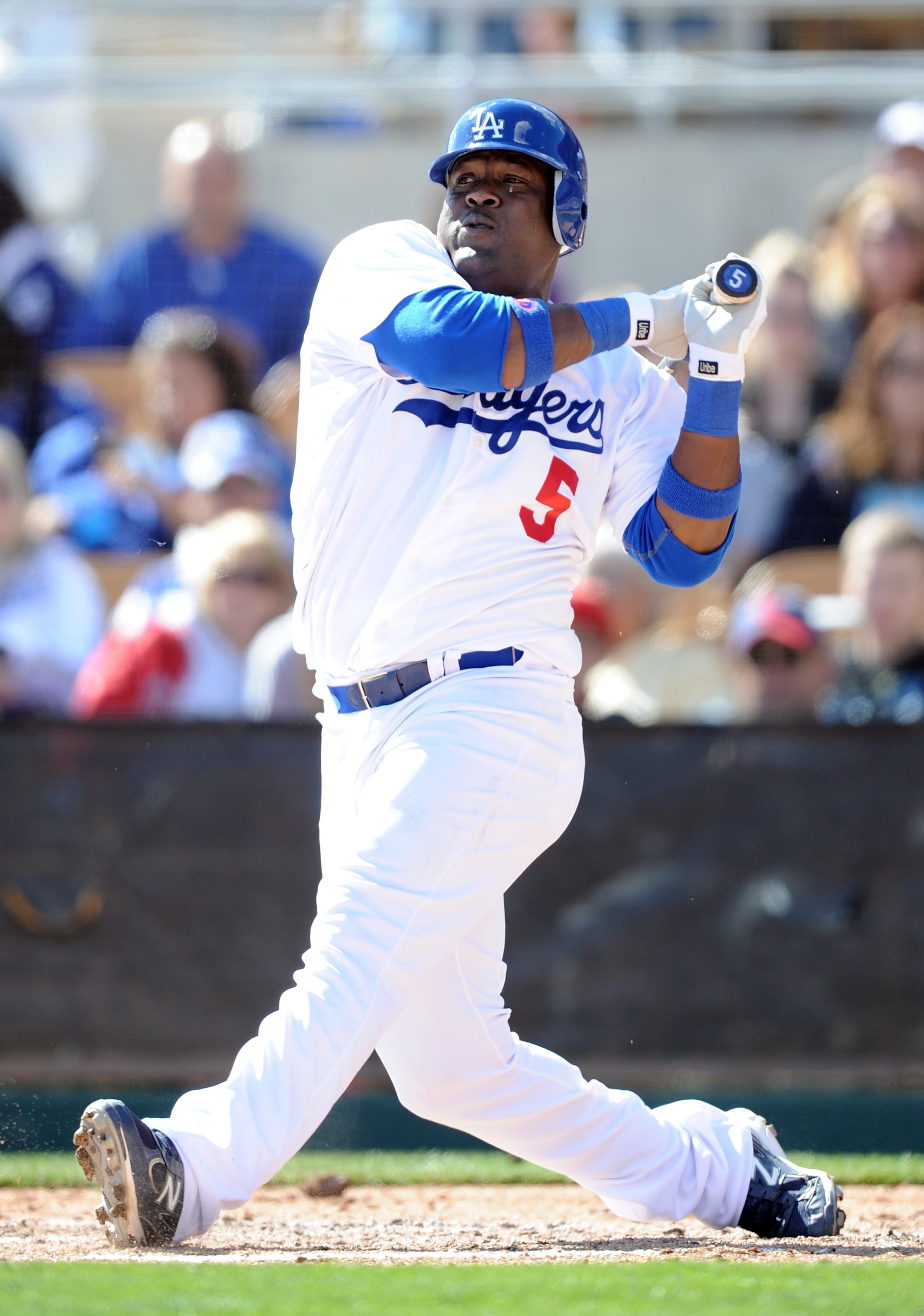 PHOENIX, AZ - FEBRUARY 27: Juan Uribe #5 of the Los Angeles Dodgers at bat during spring training at Camelback Ranch on February 27, 2011 in Phoenix, Arizona. (Photo by Harry How/Getty Images) PHOENIX, AZ - FEBRUARY 27: Juan Uribe #5 of the Los Angeles Dodgers at bat during spring training at Camelback Ranch on February 27, 2011 in Phoenix, Arizona. (Photo by Harry How/Getty Images)