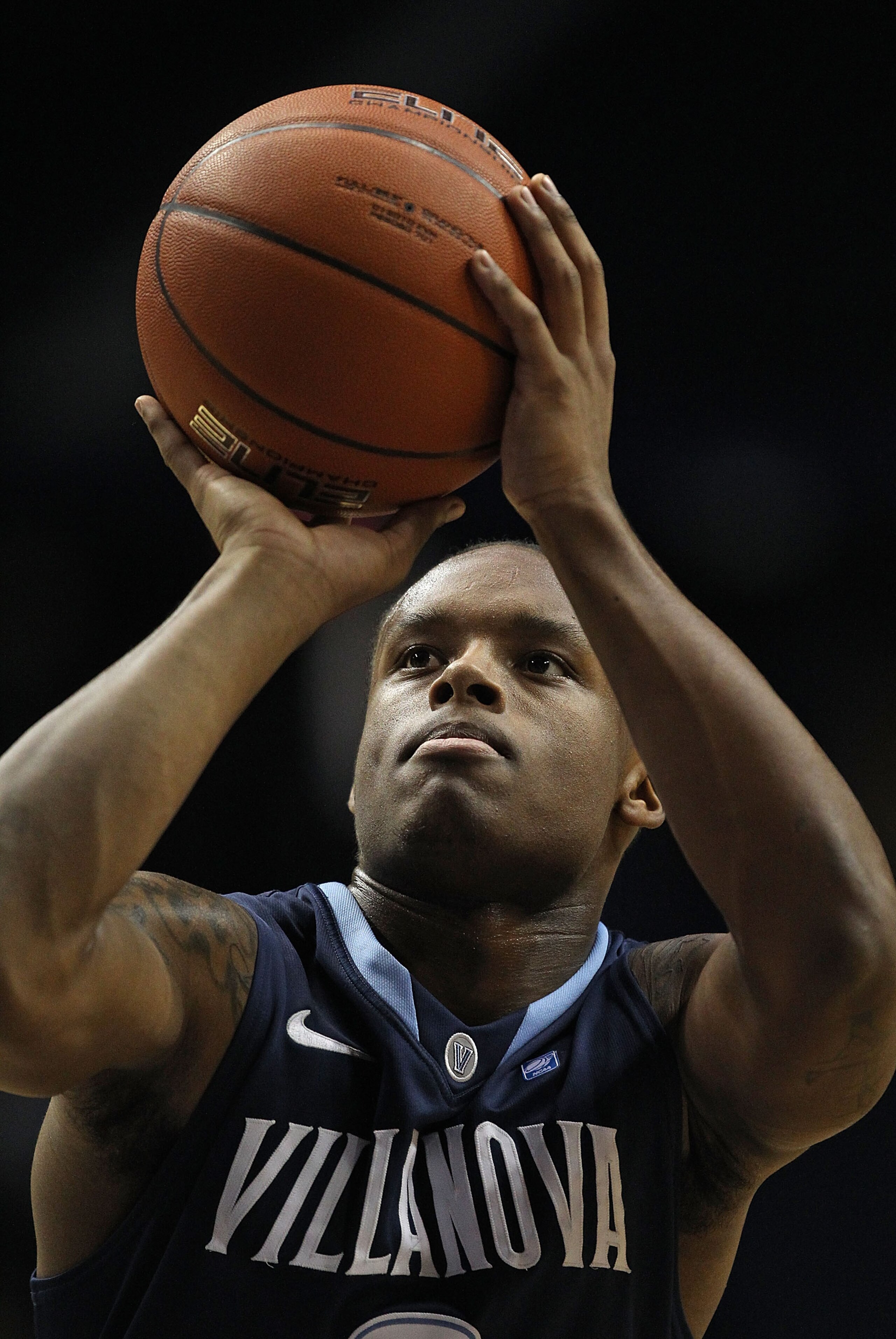 ROSEMONT, IL - FEBRUARY 19: Maalik Wayns #2 of the Villanova Wildcats shoots a free-throw against the DePaul Blue Demons at the Allstate Arena on February 19, 2011 in Rosemont, Illinois. Villanova defeated DePaul 77-75 in overtime. (Photo by Jonathan Dani