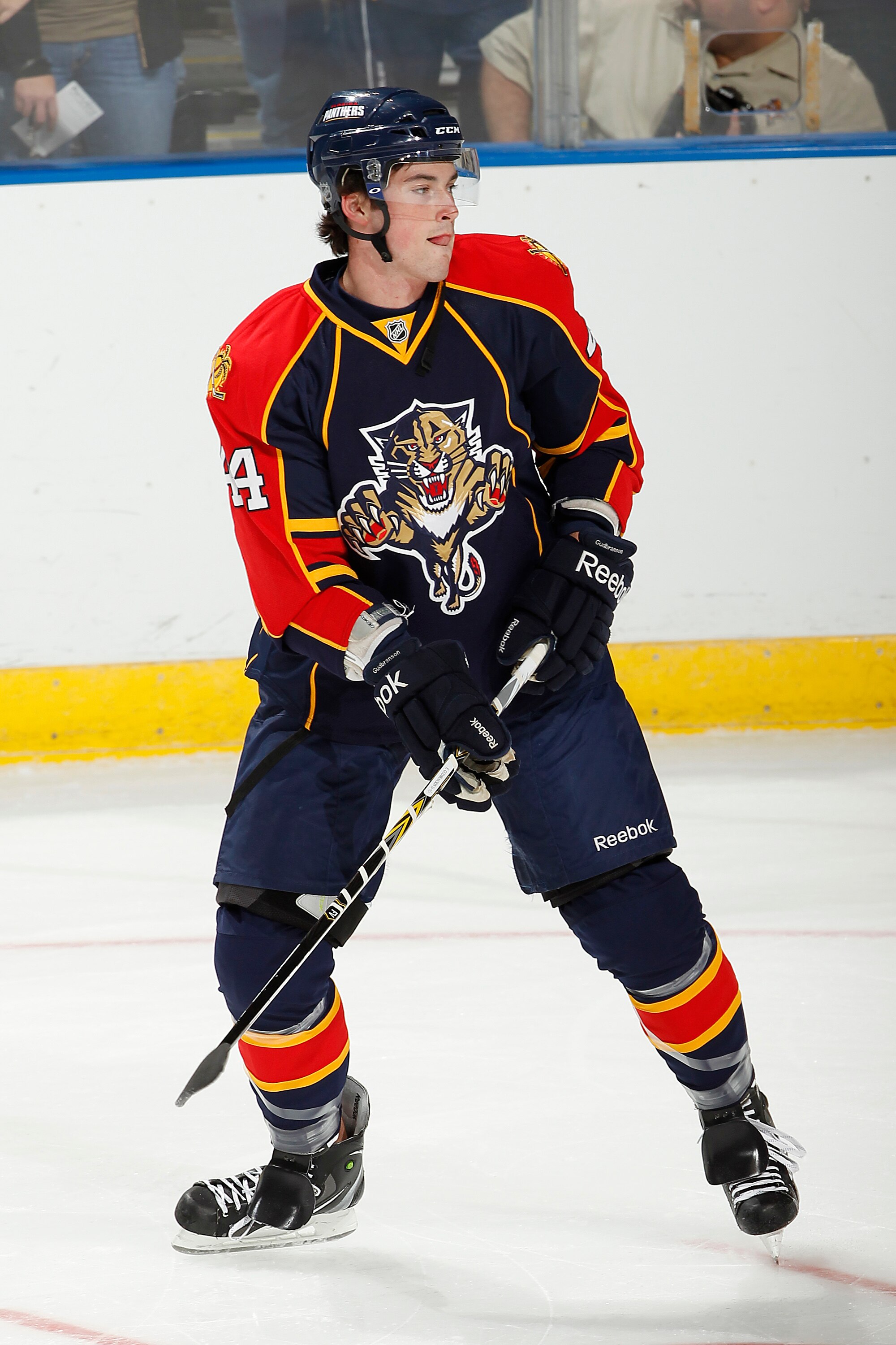 SUNRISE, FL - OCTOBER 1: Erik Gudbranson #44 of the Florida Panthers skates prior to the pre season game against the Tampa Bay Lightning on October 1, 2010 at the BankAtlantic Center in Sunrise, Florida. The Lightning defeated the Panthers 2-1 in overtime