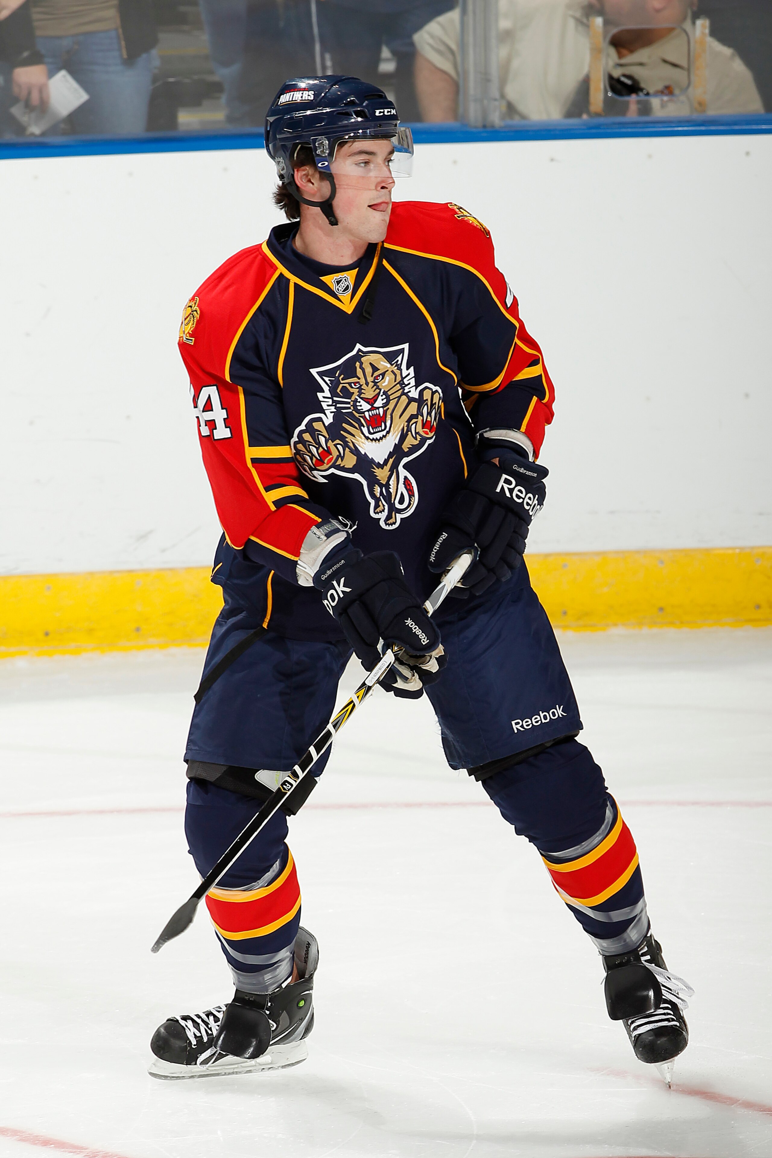 SUNRISE, FL - OCTOBER 1: Erik Gudbranson #44 of the Florida Panthers skates prior to the pre season game against the Tampa Bay Lightning on October 1, 2010 at the BankAtlantic Center in Sunrise, Florida. The Lightning defeated the Panthers 2-1 in overtime