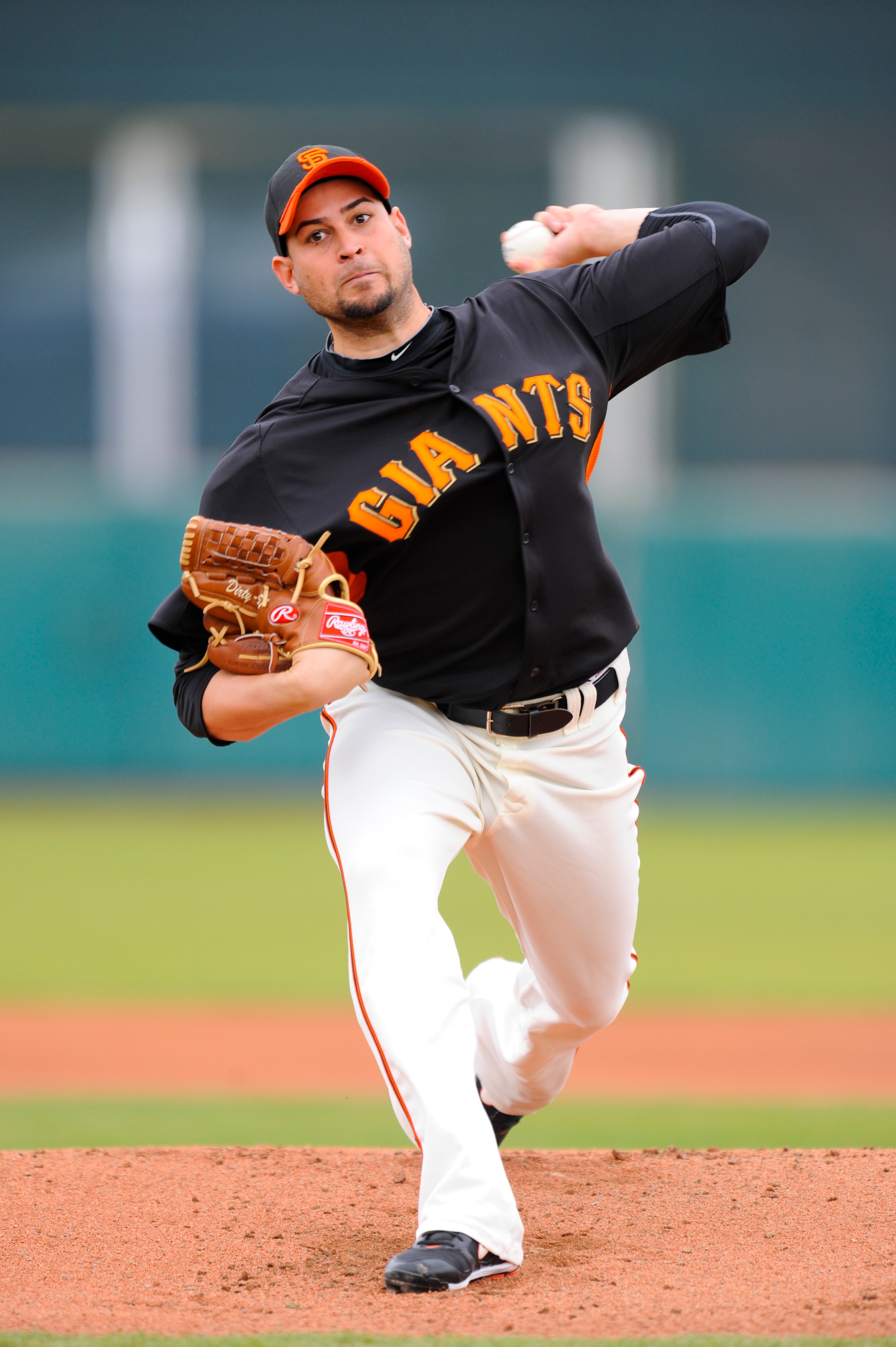 SCOTTSDALE, AZ - FEBRUARY 26: Jonathan Sanchez #57 of the San Francisco Giants pitches during a spring training game against the Los Angeles Dodgers  at Scottsdale Stadium on February 26, 2011 in Scottsdale, Arizona. (Photo by Rob Tringali/Getty Images)