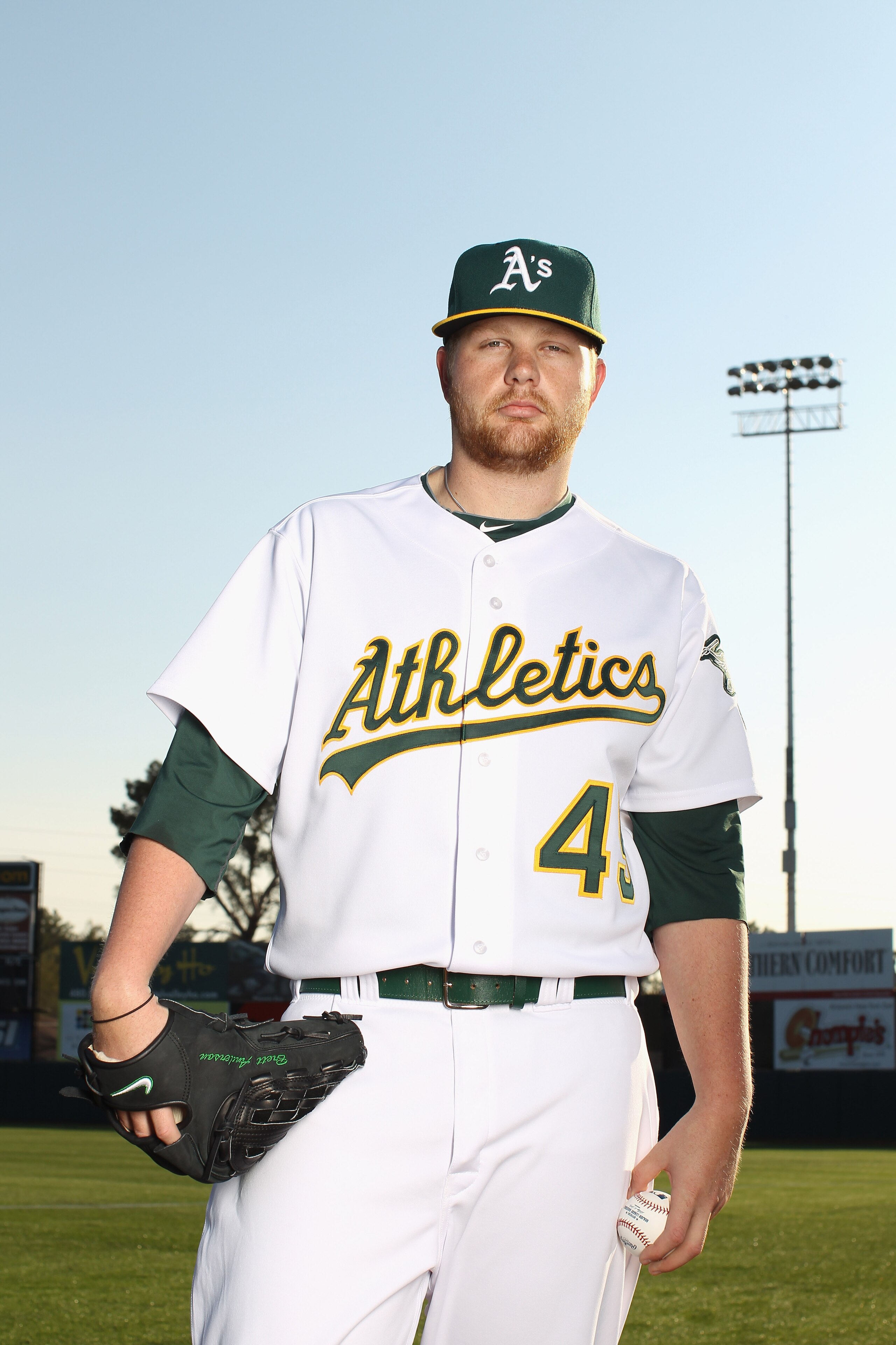PHOENIX, AZ - FEBRUARY 24:  Brett Anderson #49 of the Oakland Athletics poses for a portrait during media photo day at Phoenix Municipal Stadium on February 24, 2011 in Phoenix, Arizona.  (Photo by Ezra Shaw/Getty Images)