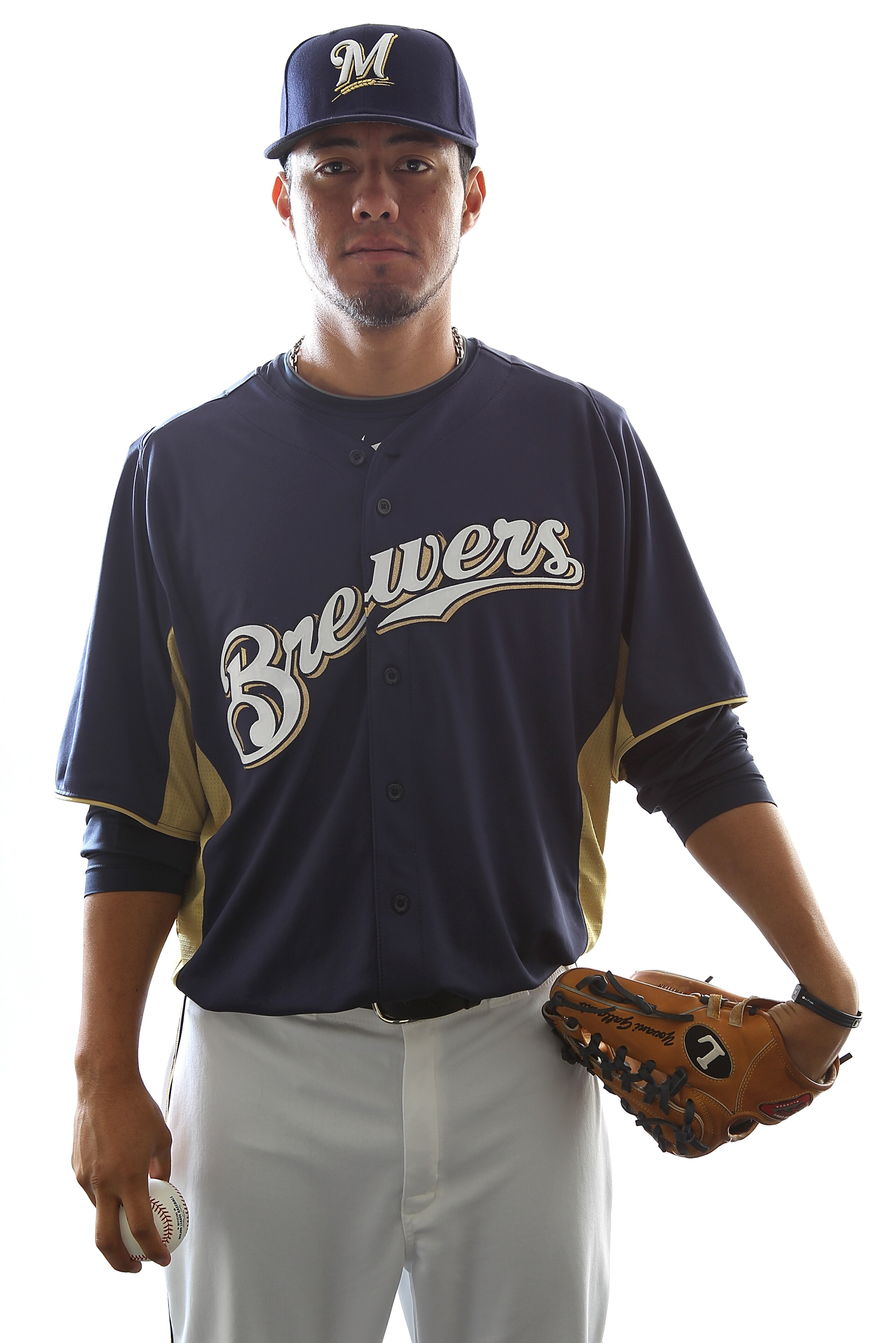 MARYVALE, AZ - FEBRUARY 24:  Yovani Gallardo #49 of the Milwaukee Brewers poses for a portrait during Spring Training Media Day on February 24, 2011 at Maryvale Stadium in Maryvale, Arizona.  (Photo by Jonathan Ferrey/Getty Images)