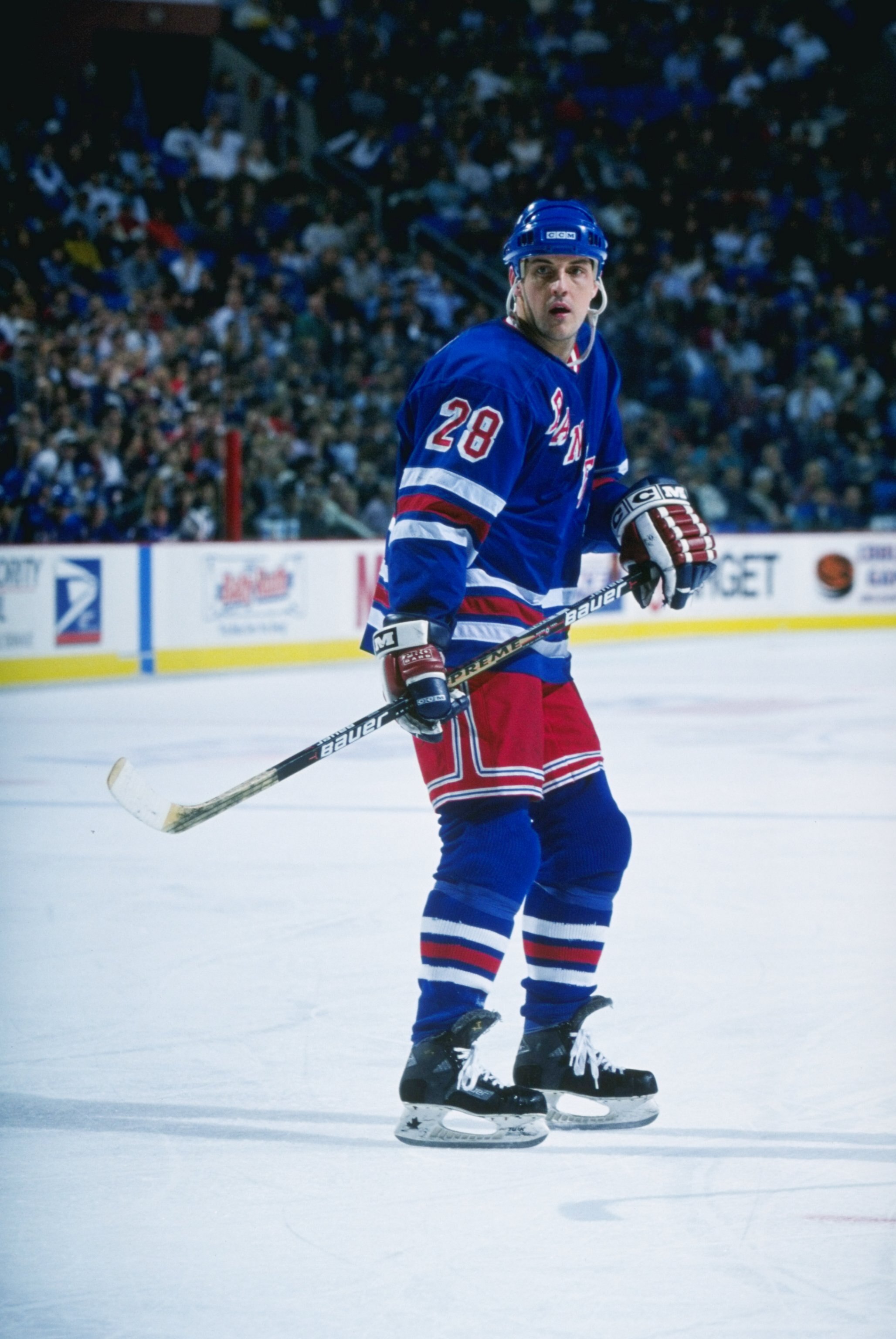 13 Dec 1996:  Rightwinger Brian Noonan of the New York Rangers moves down the ice during a game against the Buffalo Sabres at the Marine Midland Arena in Buffalo, New York.  The Rangers won the game, 3-0. Mandatory Credit: Rick Stewart  /Allsport