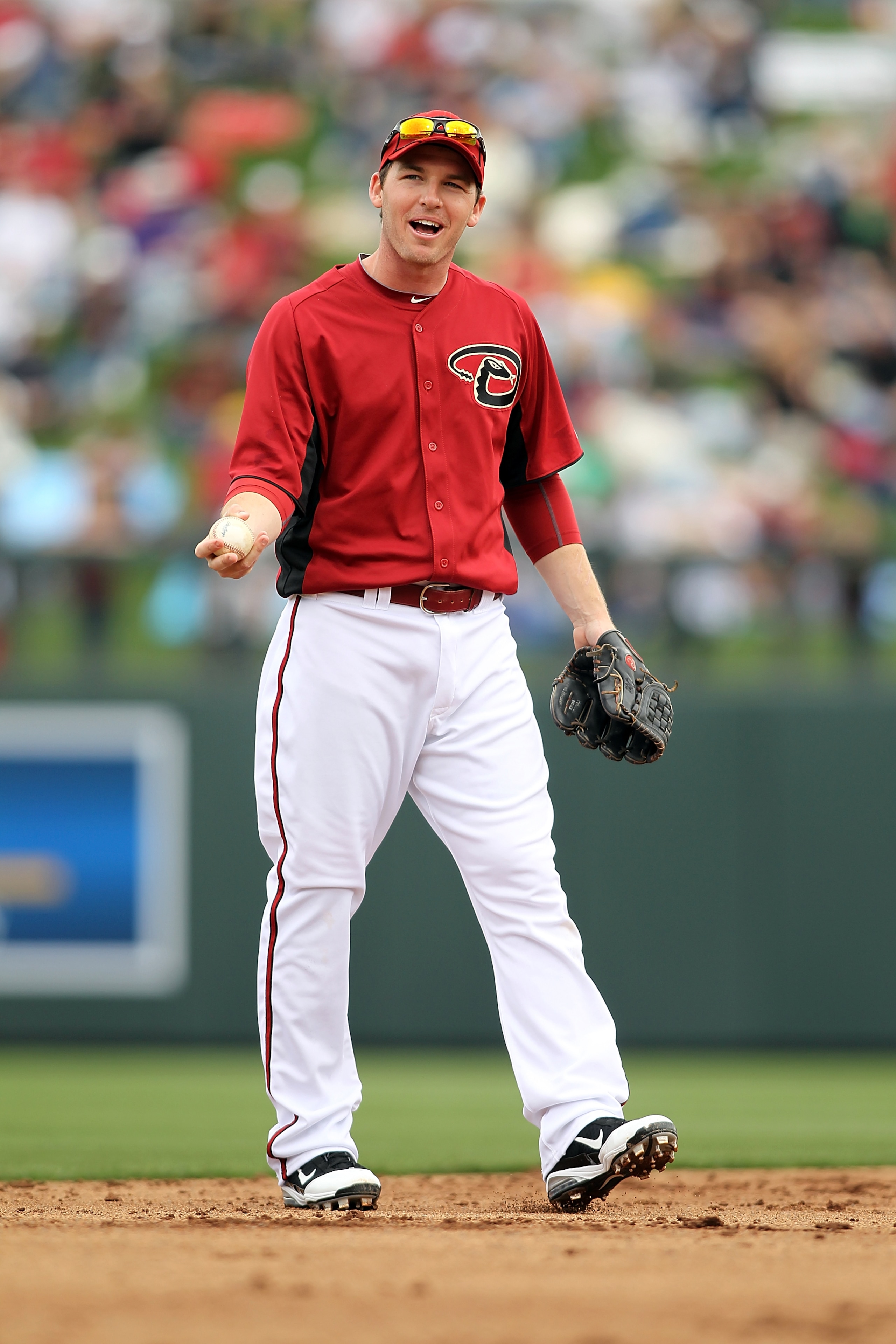 SCOTTSDALE, AZ - FEBRUARY 26:  Stephen Drew #6 of the Arizona Diamondbacks smiles during a game against the Colorado Rockies at Salt River Fields on February 26, 2011 in Scottsdale, Arizona..  (Photo by Jonathan Ferrey/Getty Images)