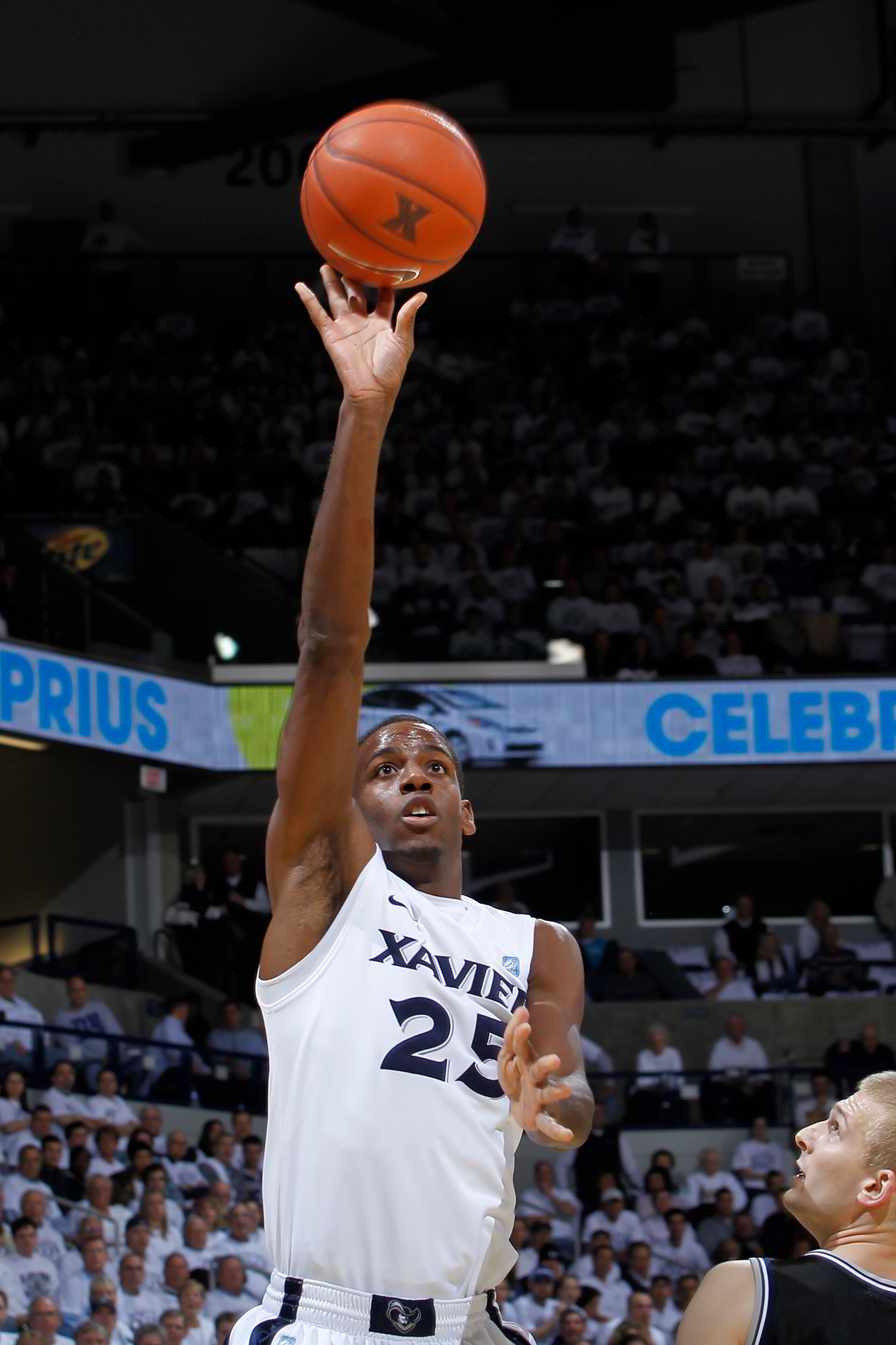 CINCINNATI, OH - DECEMBER 9: Dante Jackson #25 of the Xavier Musketeers takes a shot against the Butler Bulldogs at Cintas Center on December 9, 2010 in Cincinnati, Ohio. (Photo by Joe Robbins/Getty Images)