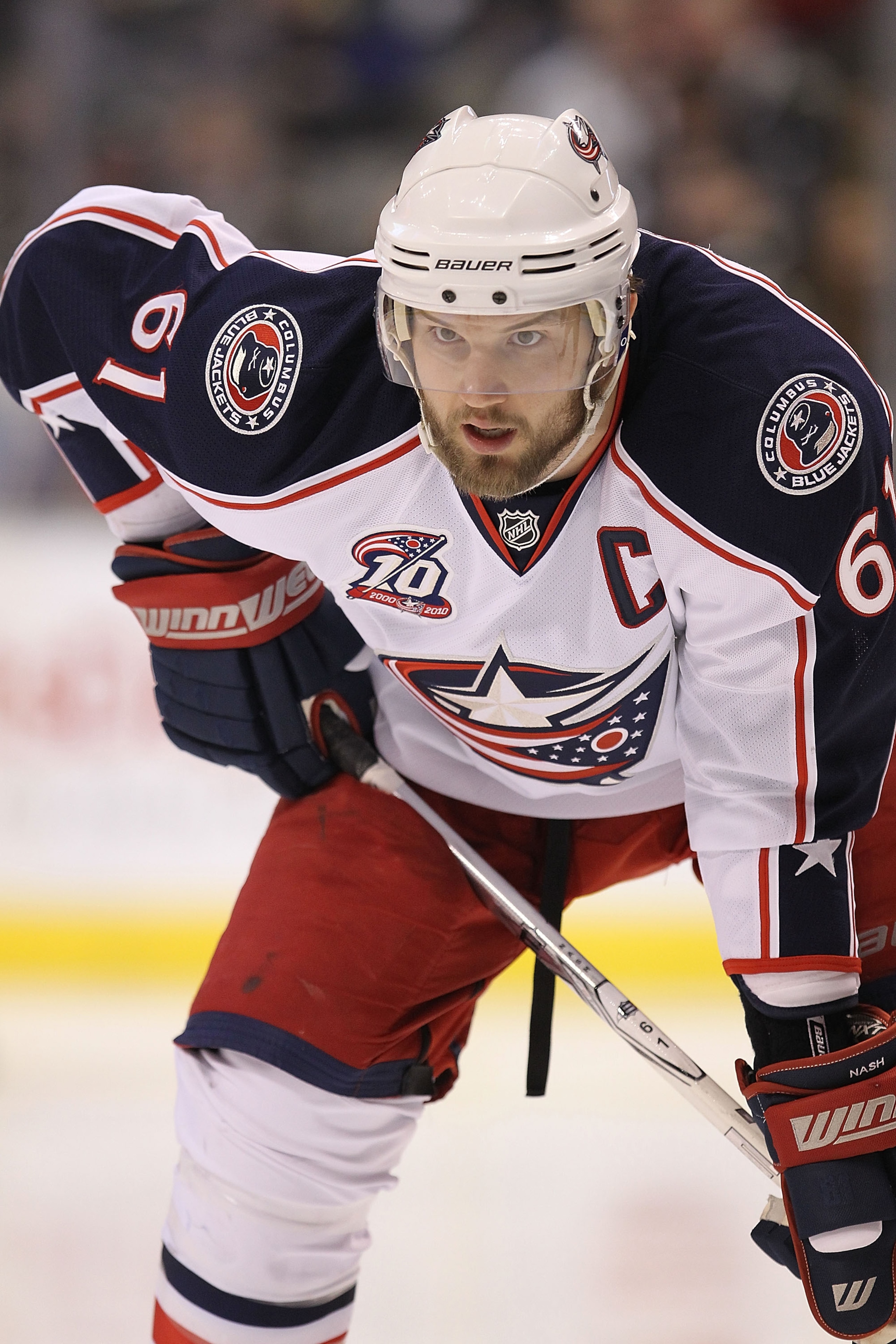 DALLAS, TX - FEBRUARY 13:  Right wing Rick Nash #61 of the Columbus Blue Jackets at American Airlines Center on February 13, 2011 in Dallas, Texas.  (Photo by Ronald Martinez/Getty Images)