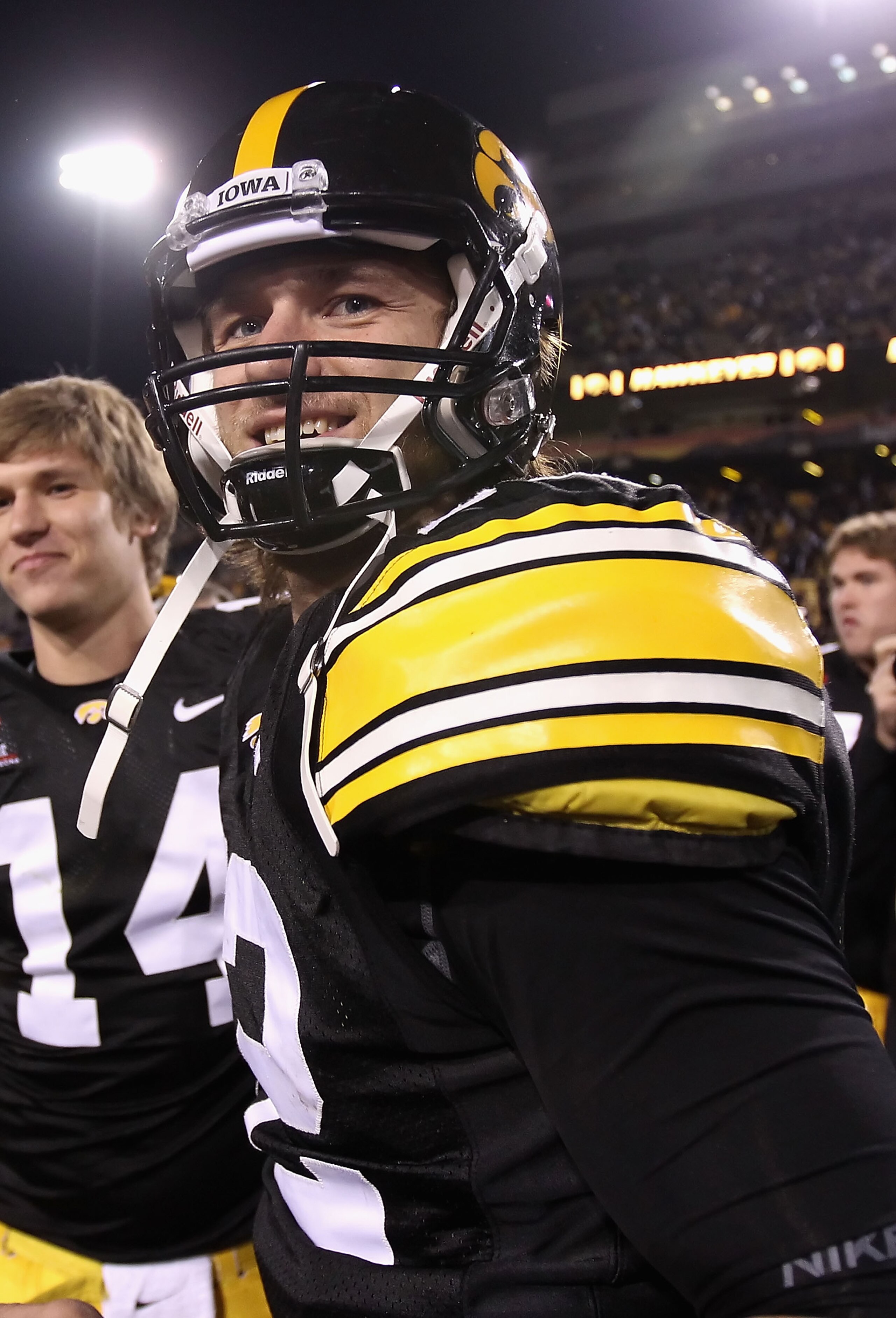 TEMPE, AZ - DECEMBER 28:  Quarterback Ricky Stanzi #12 of the Iowa Hawkeyes walks off the field after defeating the Missouri Tigers in the Insight Bowl at Sun Devil Stadium on December 28, 2010 in Tempe, Arizona. The Hawkeyes defeated the Tigers 27-24.  (