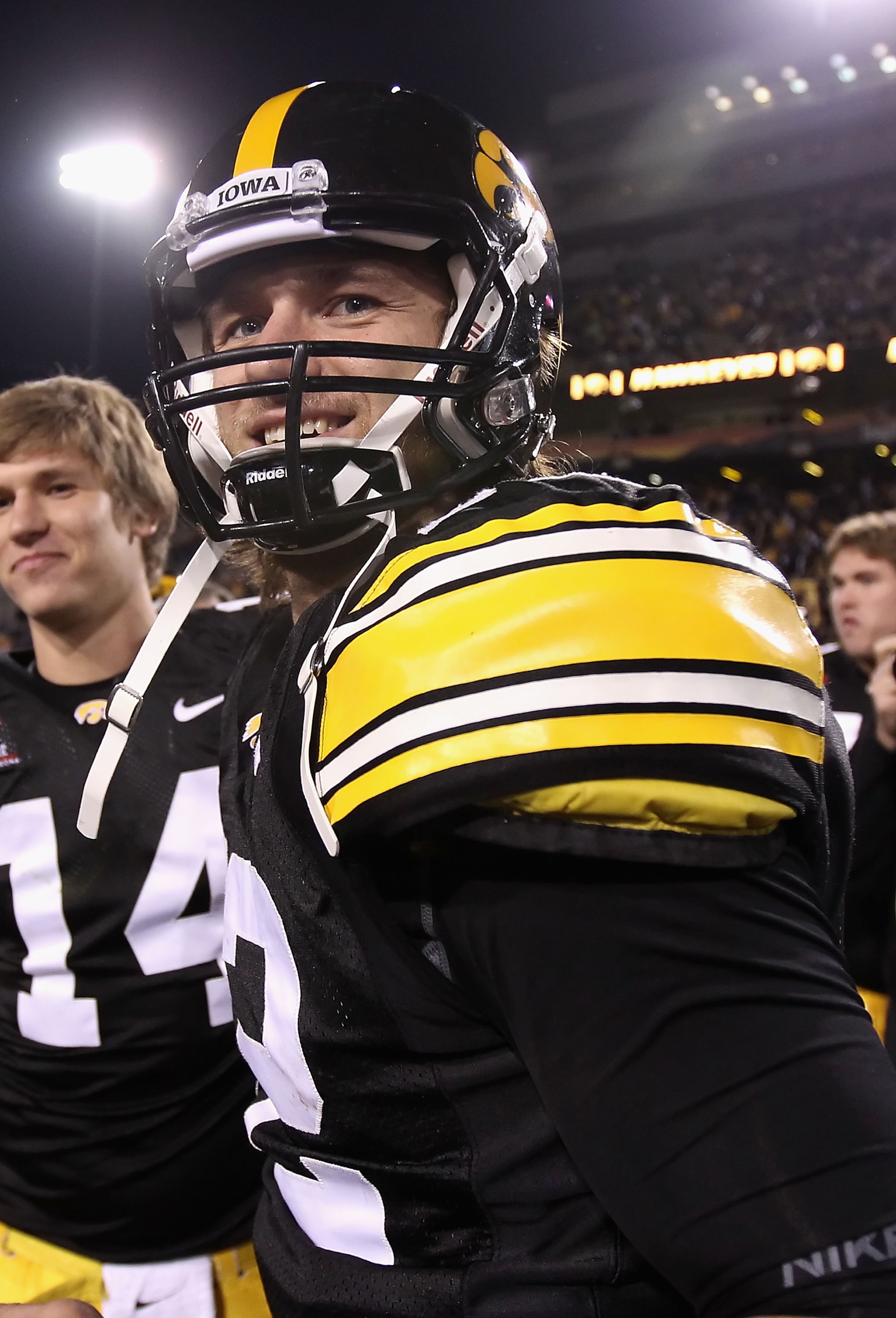 TEMPE, AZ - DECEMBER 28:  Quarterback Ricky Stanzi #12 of the Iowa Hawkeyes walks off the field after defeating the Missouri Tigers in the Insight Bowl at Sun Devil Stadium on December 28, 2010 in Tempe, Arizona. The Hawkeyes defeated the Tigers 27-24.  (